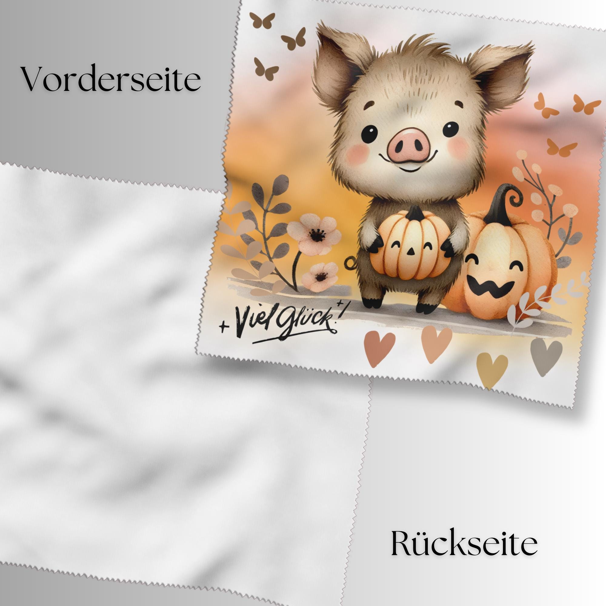 Brillenputztuch Herbst Glücksschweinchen bedrucktes Mikrofasertuch für Sonnenbrille Displays Handy Geschenk Halloween Mitbringsel #TI170