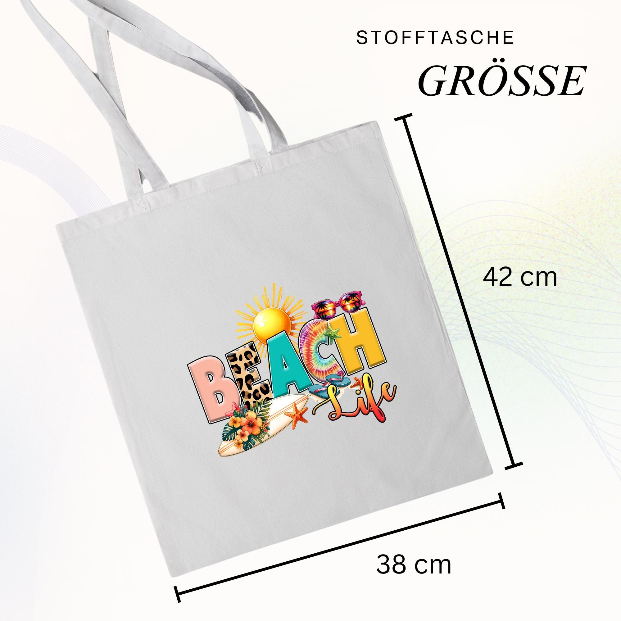 Stofftasche Beach Stoffbeutel Einkaufstasche Strand Tasche Geburtstag Geschenk Urlaub Sommer Mitbringsel Reise #STSUB
