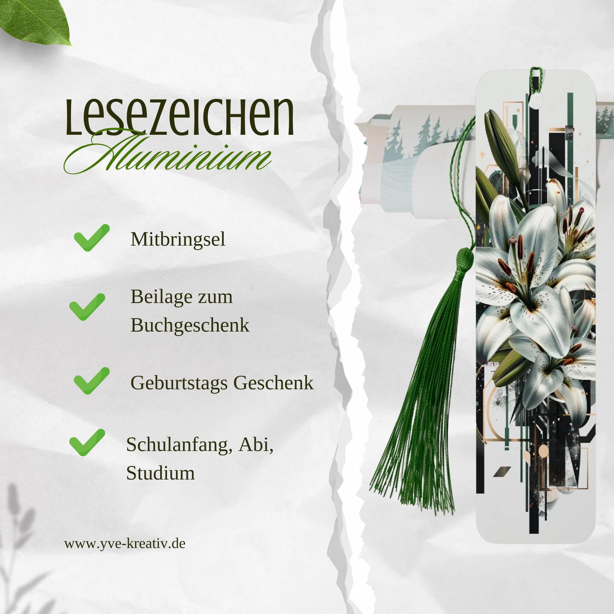 Lesezeichen aus Metall Geschenk Freundin Bücherzeichen Mitbringsel Mama Bookmark Lilien - 2 Motive zur Auswahl  #LEALU