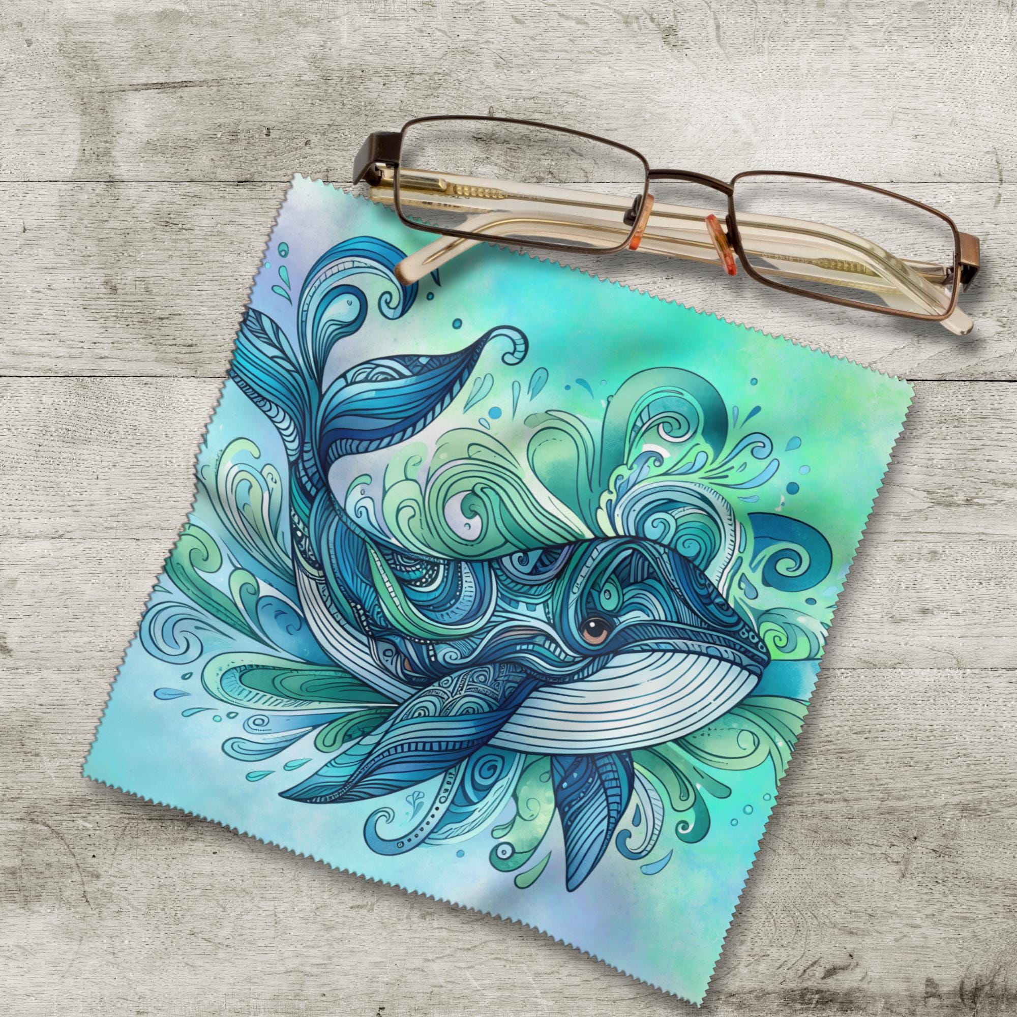 Brillenputztuch Wal bedrucktes Mikrofasertuch für Sonnenbrille Displays Geschenk Geburtstag Maritim Reise Gutschein Urlaub Mitbringsel #TI75