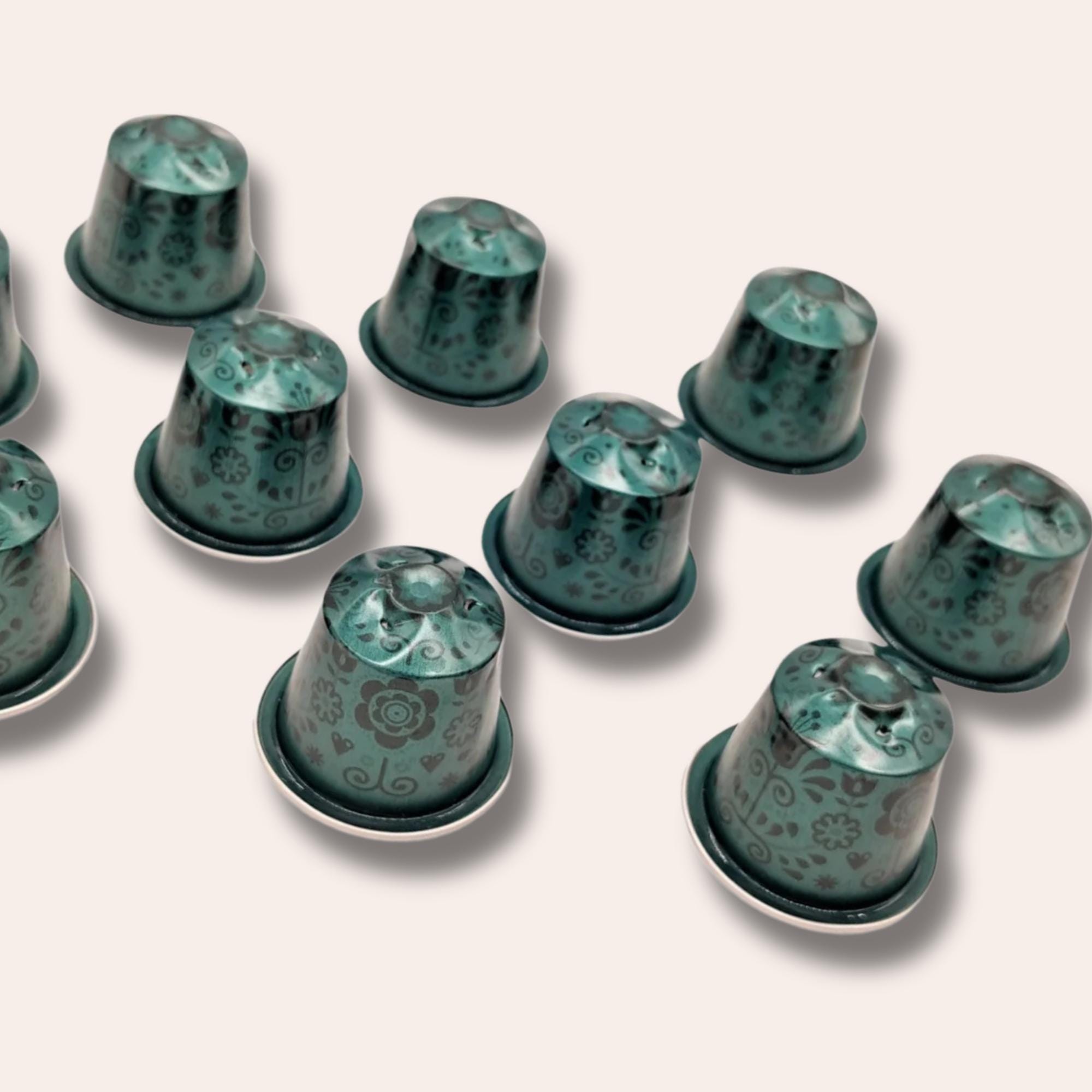 10 leere Kaffeekapseln Farbe grün mit Blümchenmuster zum Basteln Gestalten Bastelmaterial DIY Schmuckherstellung Zubehör #KNS 10 leere Kaffeekapseln Farbe grün mit Blümchenmuster zum Basteln Gestalten Bastelmaterial DIY Schmuckherstellung Zubehör #KNS