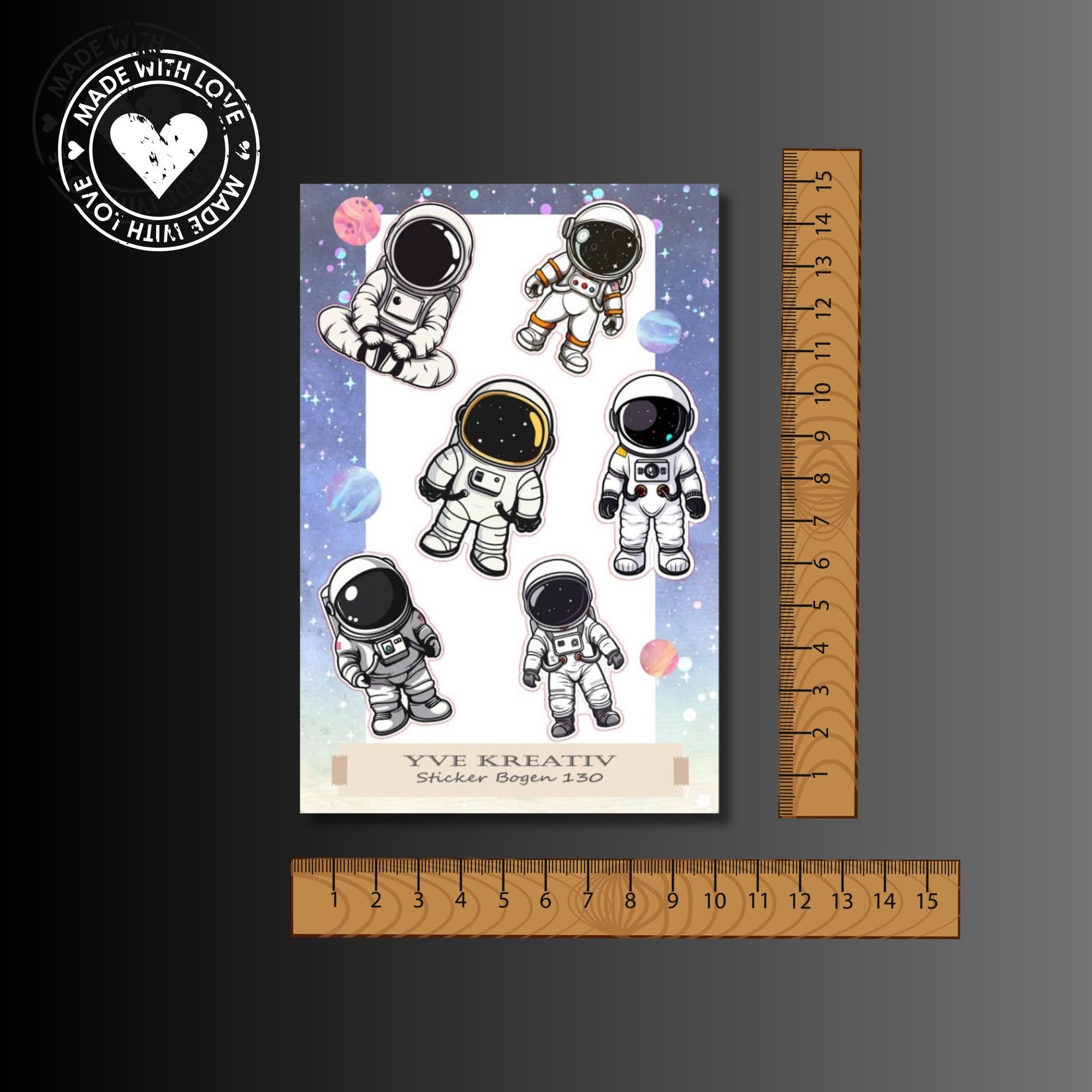 Aufkleber Bogen "Astronaut Weltall" | Sticker Set - Aufkleber 3 Stickerbogen zur Auswahl in Weiß - Transparent - Matt - Glanz  #SBA6
