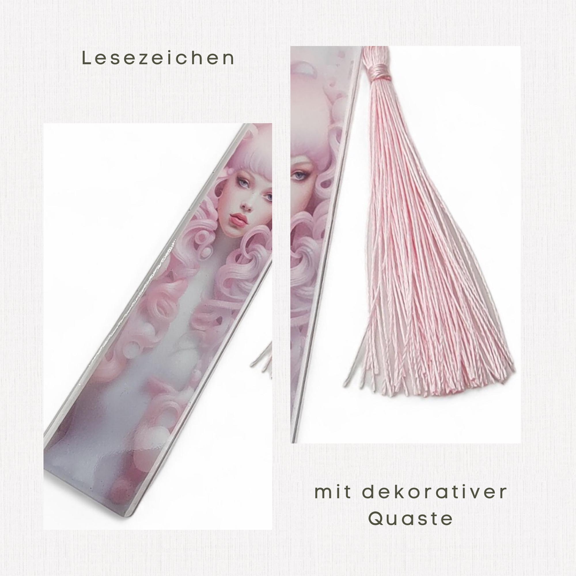 Lesezeichen aus Epoxidharz Motiv Pink Lady Geschenk Geburtstag Mitbringsel zum Buchgeschenk Geschenkidee Buchzeichen transparent #LEEPOX