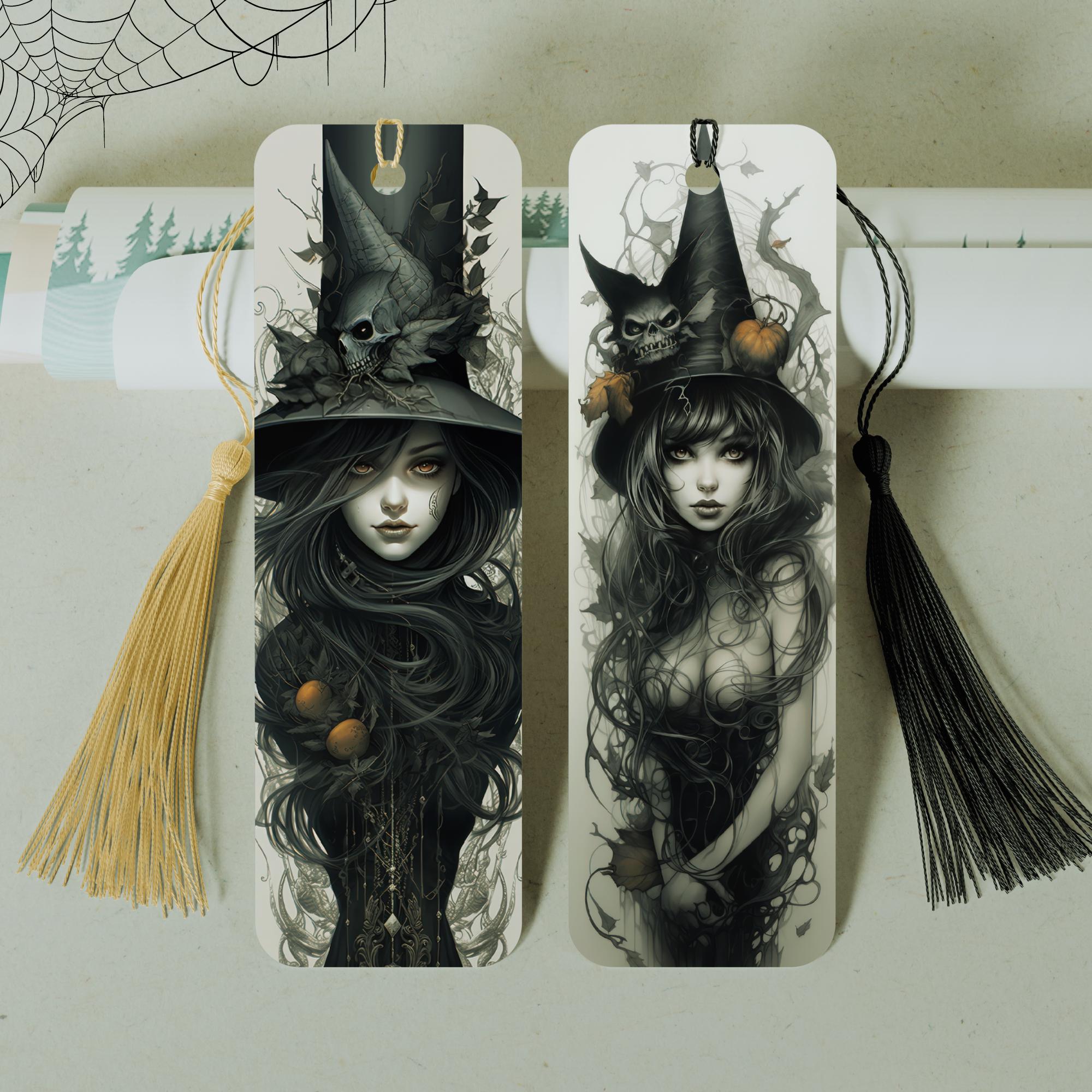 Lesezeichen aus Aluminium Geschenk zu Halloween Hexe Bücher Bookmark - 2 Motive zur Auswahl  #LEALU