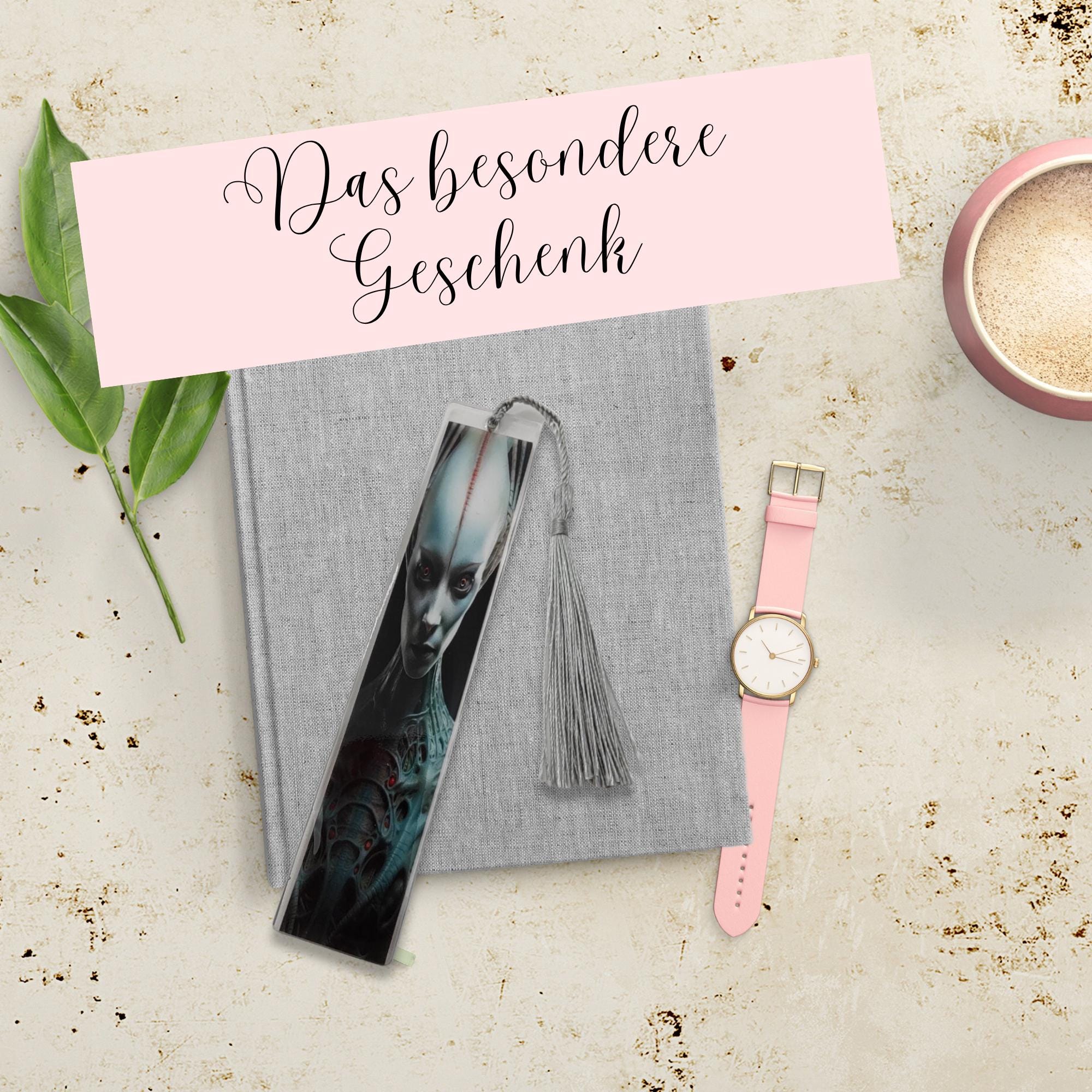 Lesezeichen aus Epoxidharz Motiv Außerirdische Geschenk Geburtstag Mitbringsel zum Buchgeschenk Geschenkidee Buchzeichen transparent #LEEPOX