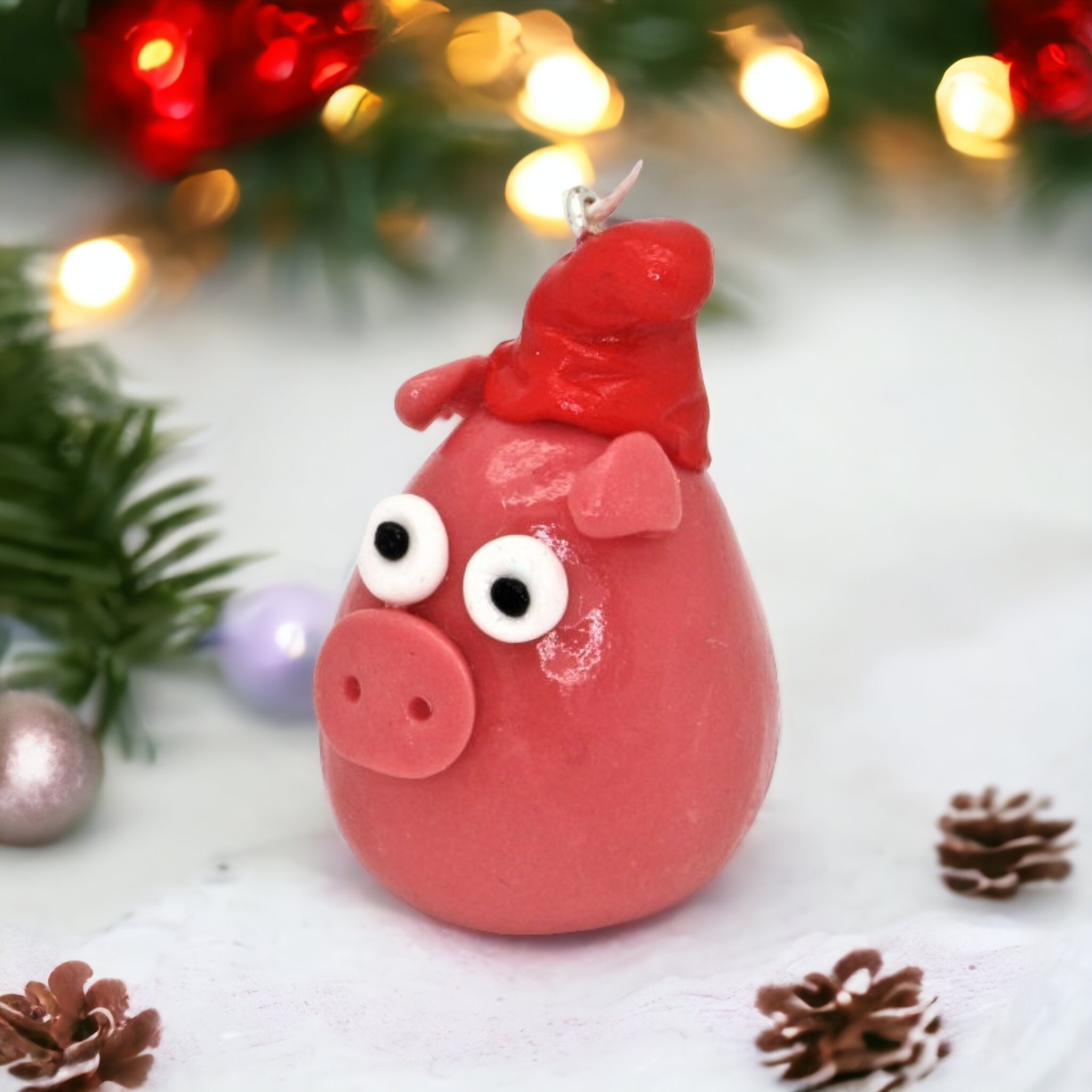 Weihnachtsbaum Anhänger "Weihnachtsschwein", Ornament handmodeliert, Christbaumschmuck, Geschenkanhänger  #627796321