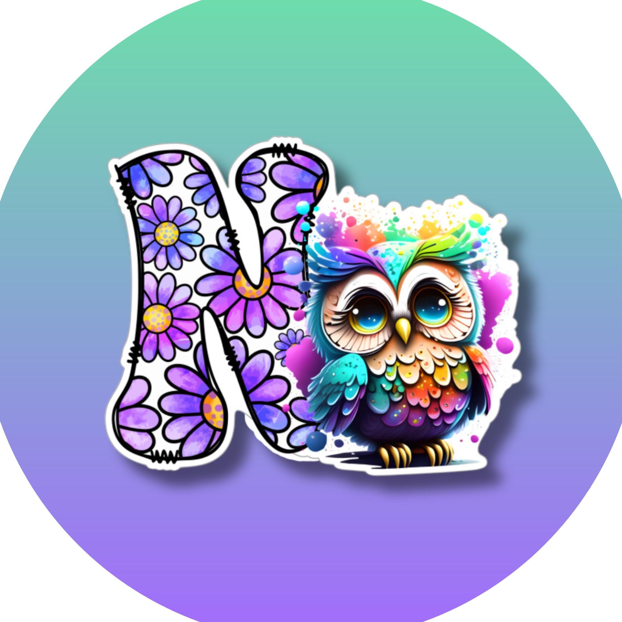 Großer Aufkleber, ABC Sticker, Eule, Uhu, Blumen zur Auswahl in Weiß oder Transparent #SEG8 Großer Aufkleber, ABC Sticker, Eule, Uhu, Blumen zur Auswahl in Weiß oder Transparent #SEG8
