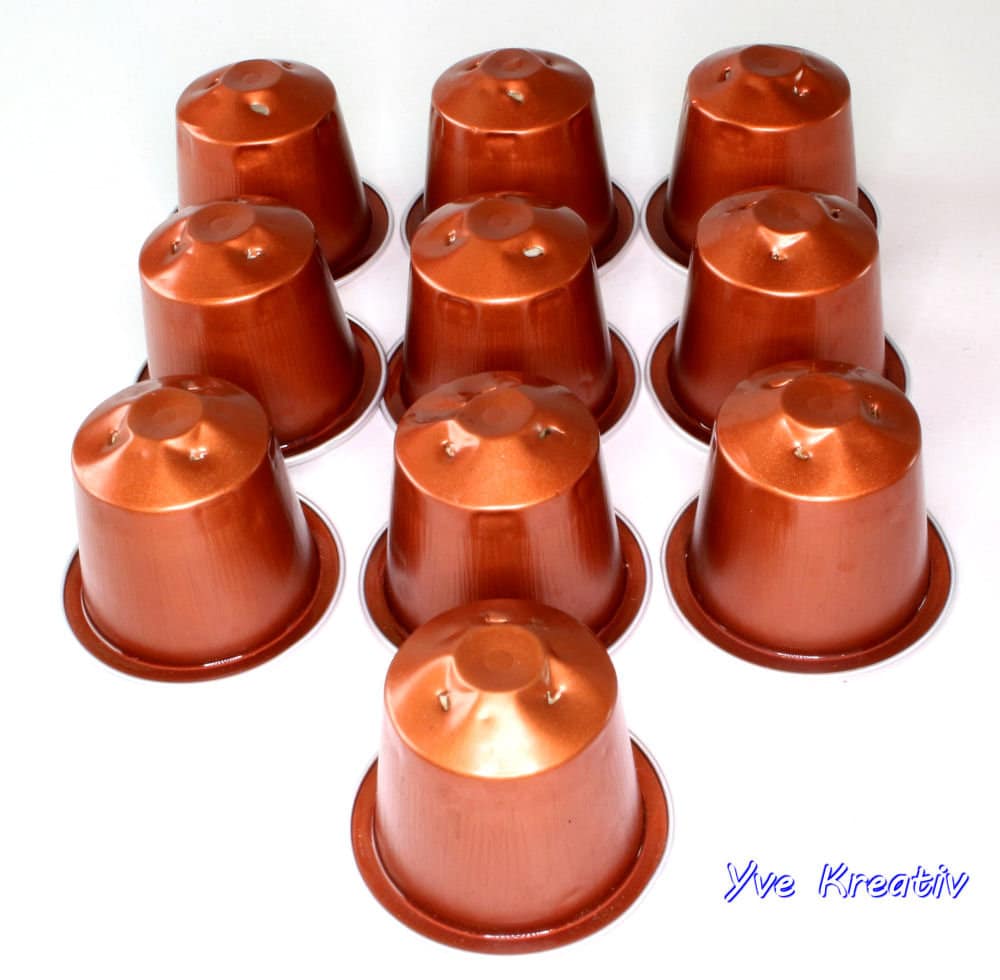 10 leere Kaffeekapseln Farbe : rotbraun  #KNS