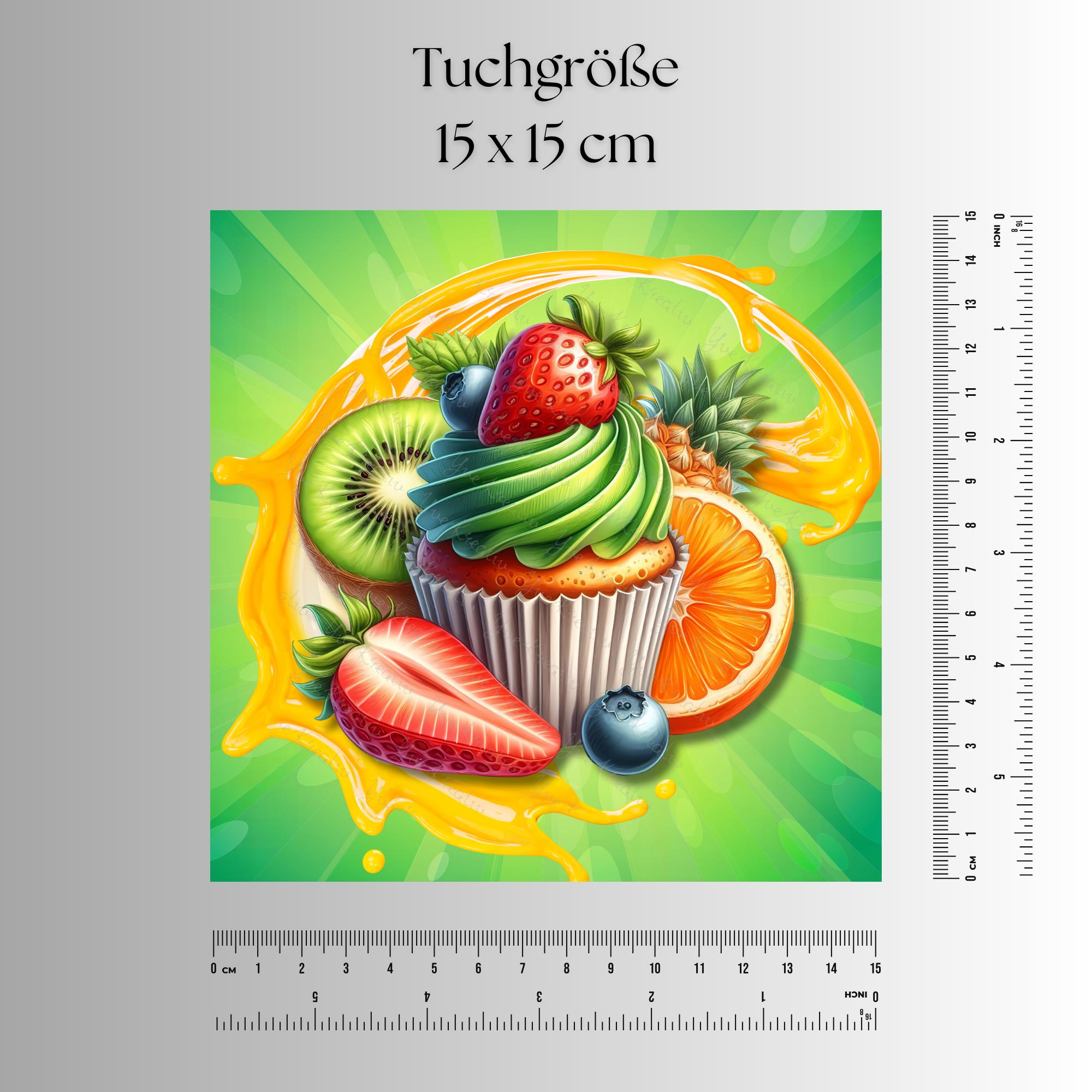 Brillenputztuch Frucht Muffin bedrucktes Mikrofasertuch Brillen Displaytuch Geschenk Geburtstag Mitbringsel Sommerparty #ES6