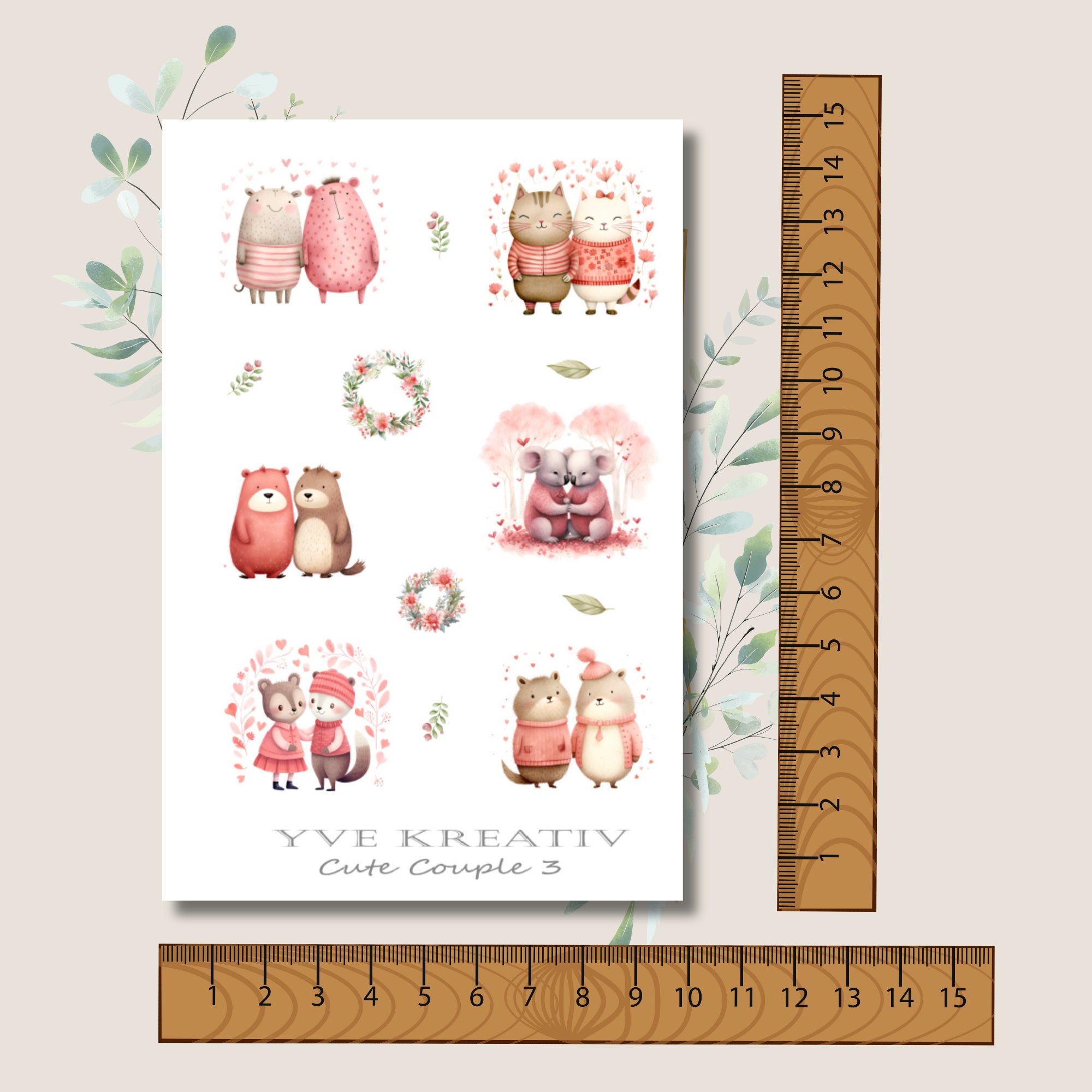 Sticker Bogen Aufkleber "Cute Couple" | Sticker Set - 3 Stickerbogen zur Auswahl in Weiß - Transparent - Matt - Glanz  #SBA6