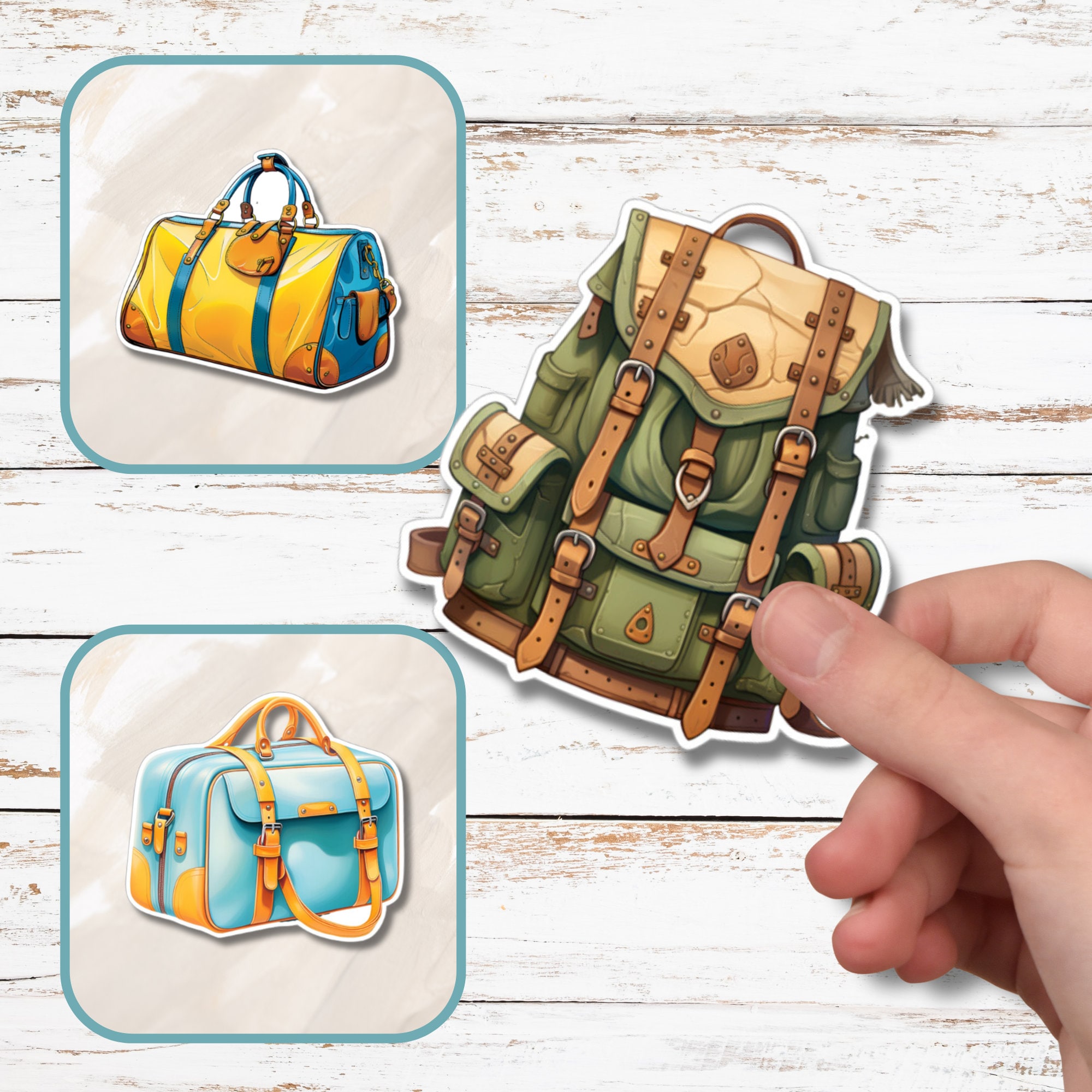 Kofferaufkleber, Aufkleber, Reiseaufkleber, Urlaub Sticker, großer Koffer Sticker  - 3 Aufkleber zur Auswahl in Weiß oder Transparent  #SEG8