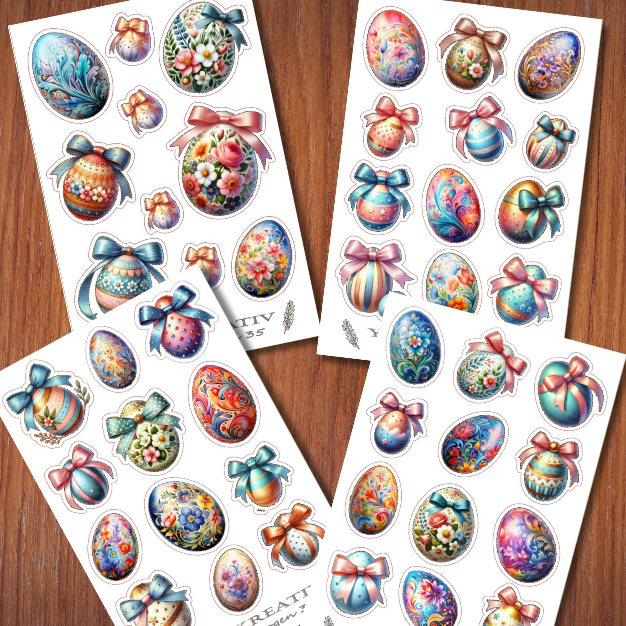 Sticker Bogen Aufkleber  "Ostern Ostereier" | Sticker Set - 4 Stickerbogen zur Auswahl in Weiß - Transparent - Matt - Glanz  #SBA6