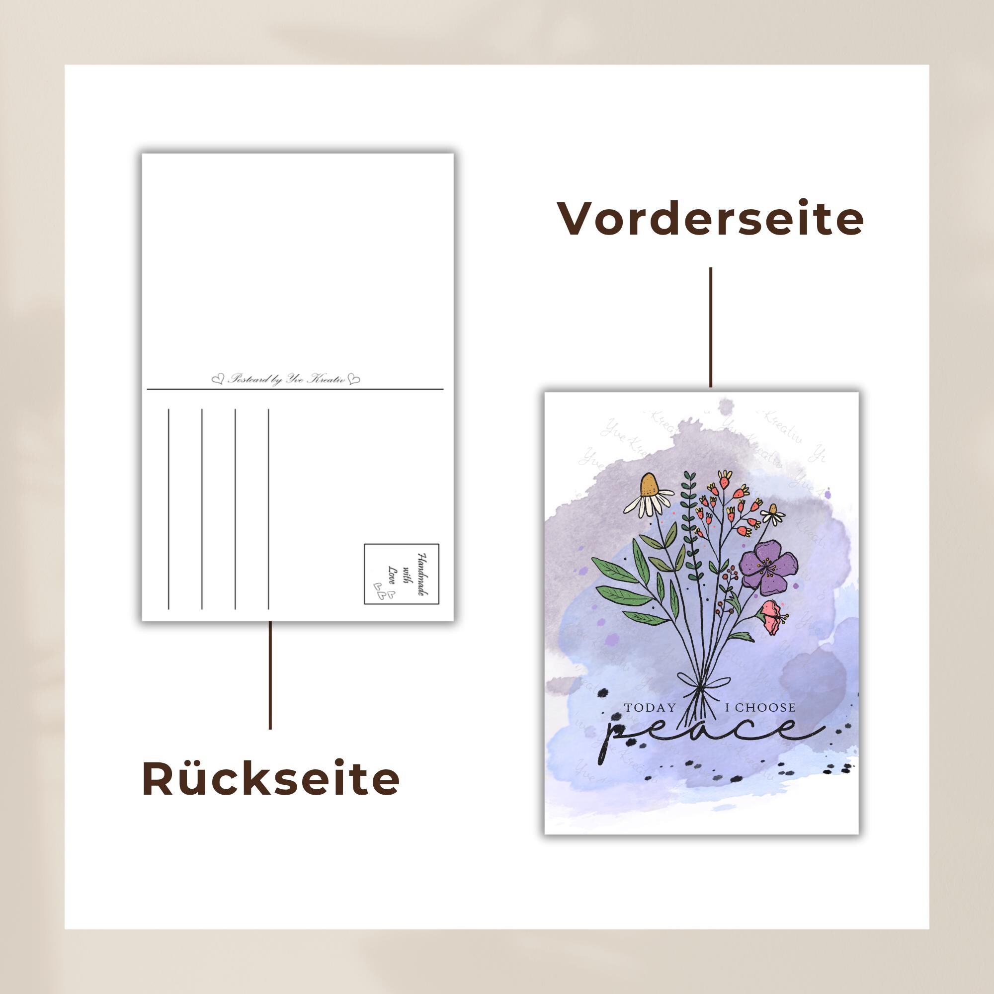 Postkarte Peace Grußkarte Karte Geburtstag Motivation Aufmunterung Mitbringsel Freundin #PLS Postkarte Peace Grußkarte Karte Geburtstag Motivation Aufmunterung Mitbringsel Freundin #PLS