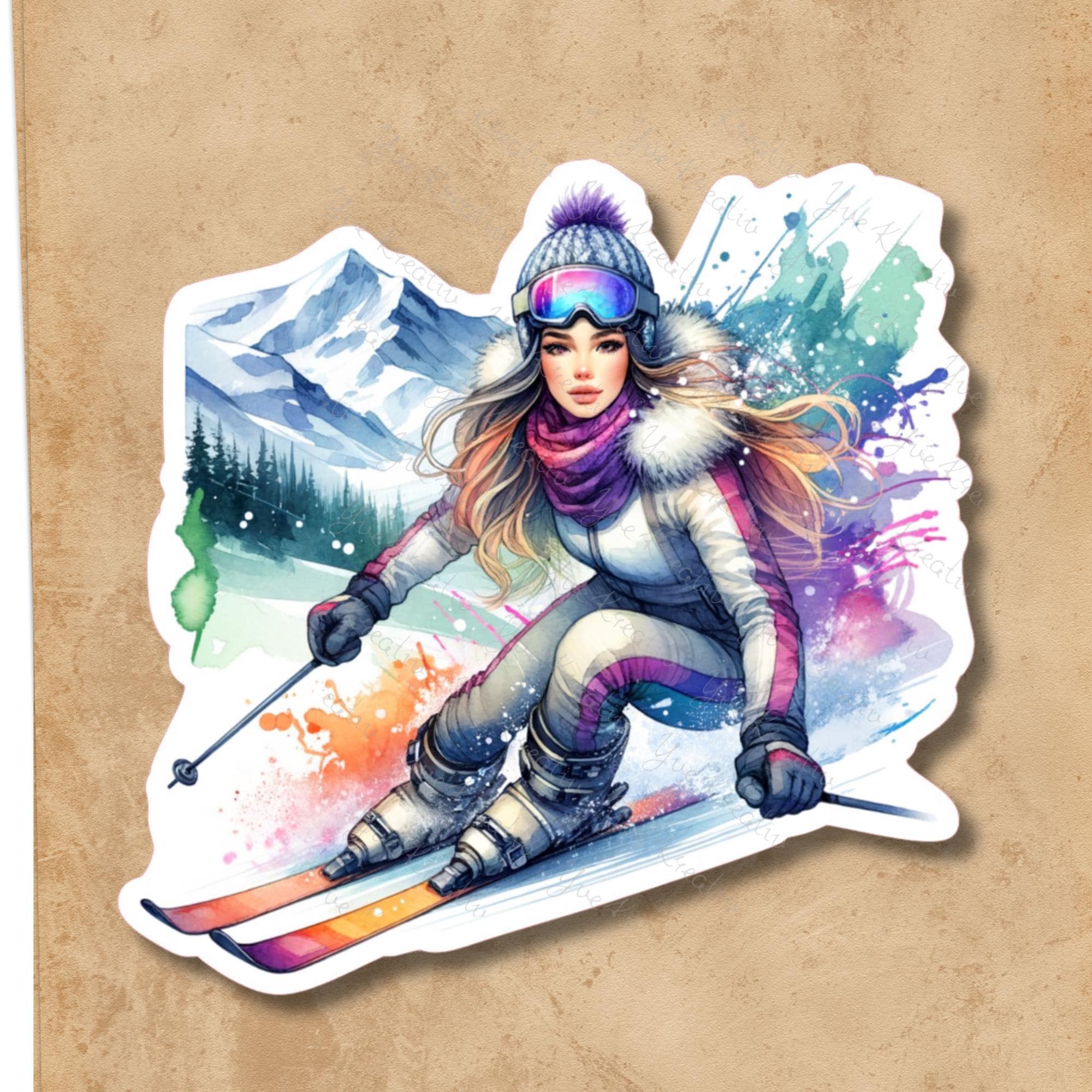 Kofferaufkleber, Aufkleber, Reiseaufkleber für Skiurlaub, großer Koffer Sticker  - 3 Aufkleber zur Auswahl in Weiß oder Transparent  #SEG8
