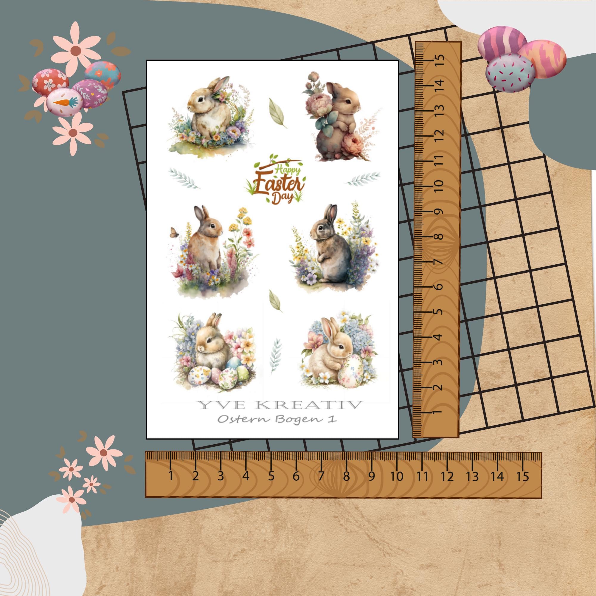 Sticker Bogen " Ostern - niedliche Häschen " | Sticker Set - Aufkleber 3 Stickerbogen zur Auswahl in Weiß - Transparent - Matt - Glanz #SBA6