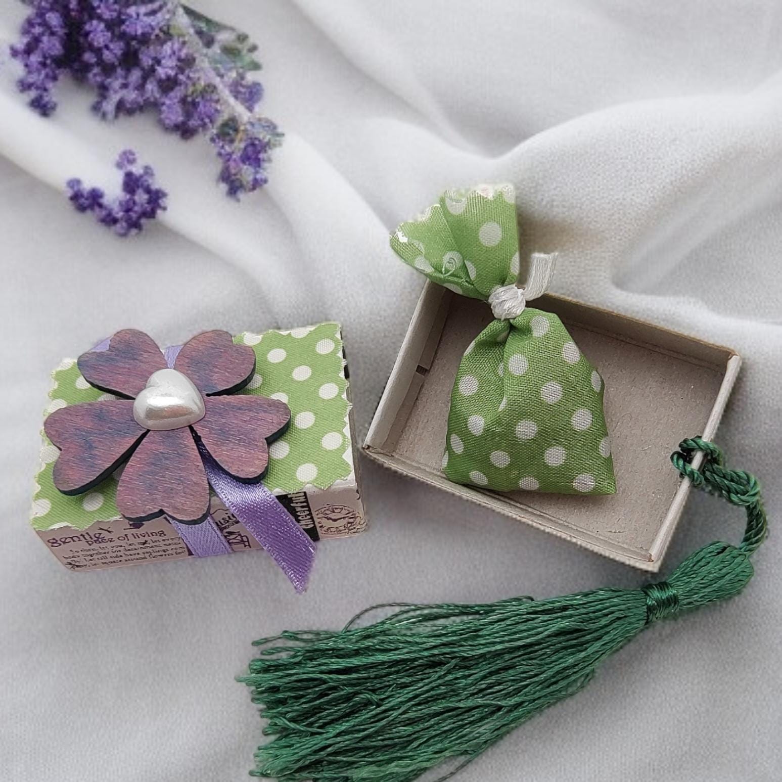 Schachtel für Geldgeschenke mit Lavendel, verzierte Streichholzschachtel als originelle Verpackung für Geld, Gutscheine und mehr  #627796555
