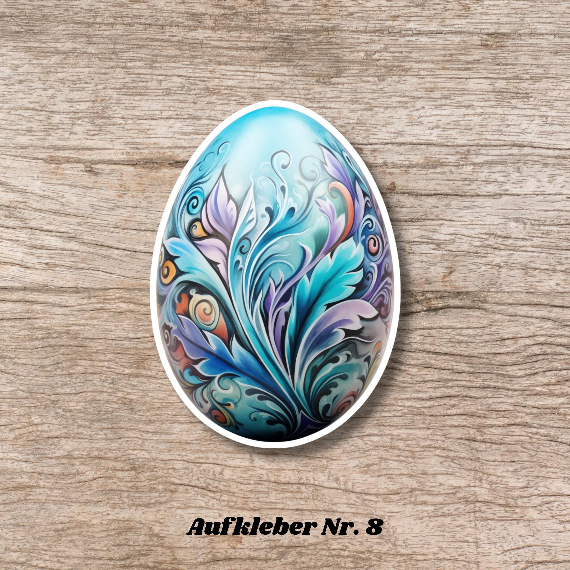 Aufkleber Ostern großer 8 cm Sticker Osterei Deko Osterfest Geschenkaufkleber Dekoei - zur Auswahl in Weiß oder Transparent  #SEG8