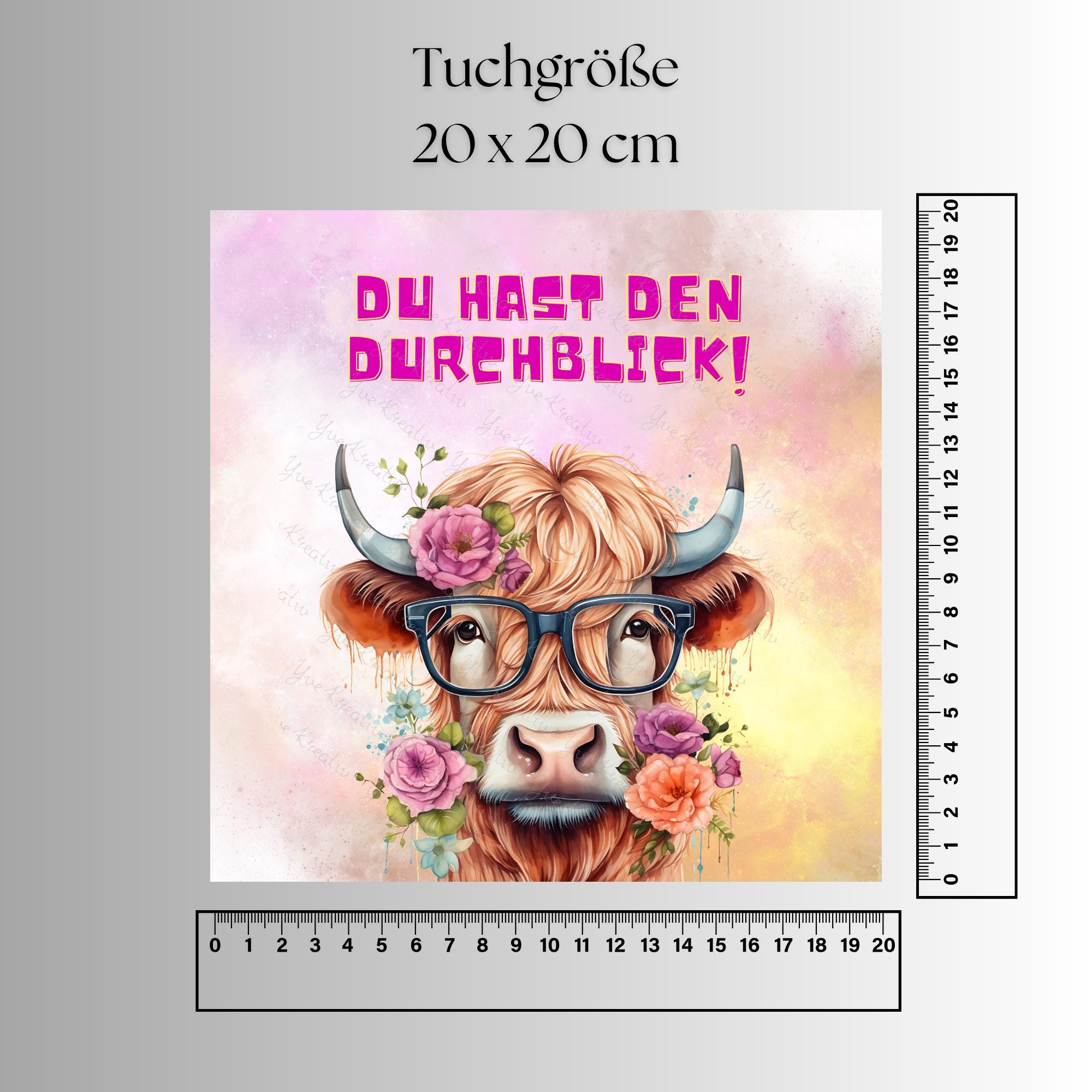 Brillenputztuch Kuh Durchblick bedrucktes Mikrofasertuch für Brille Sonnenbrille Reinigungstuch Handy Bildschirm Kamera Objektiv #TI150