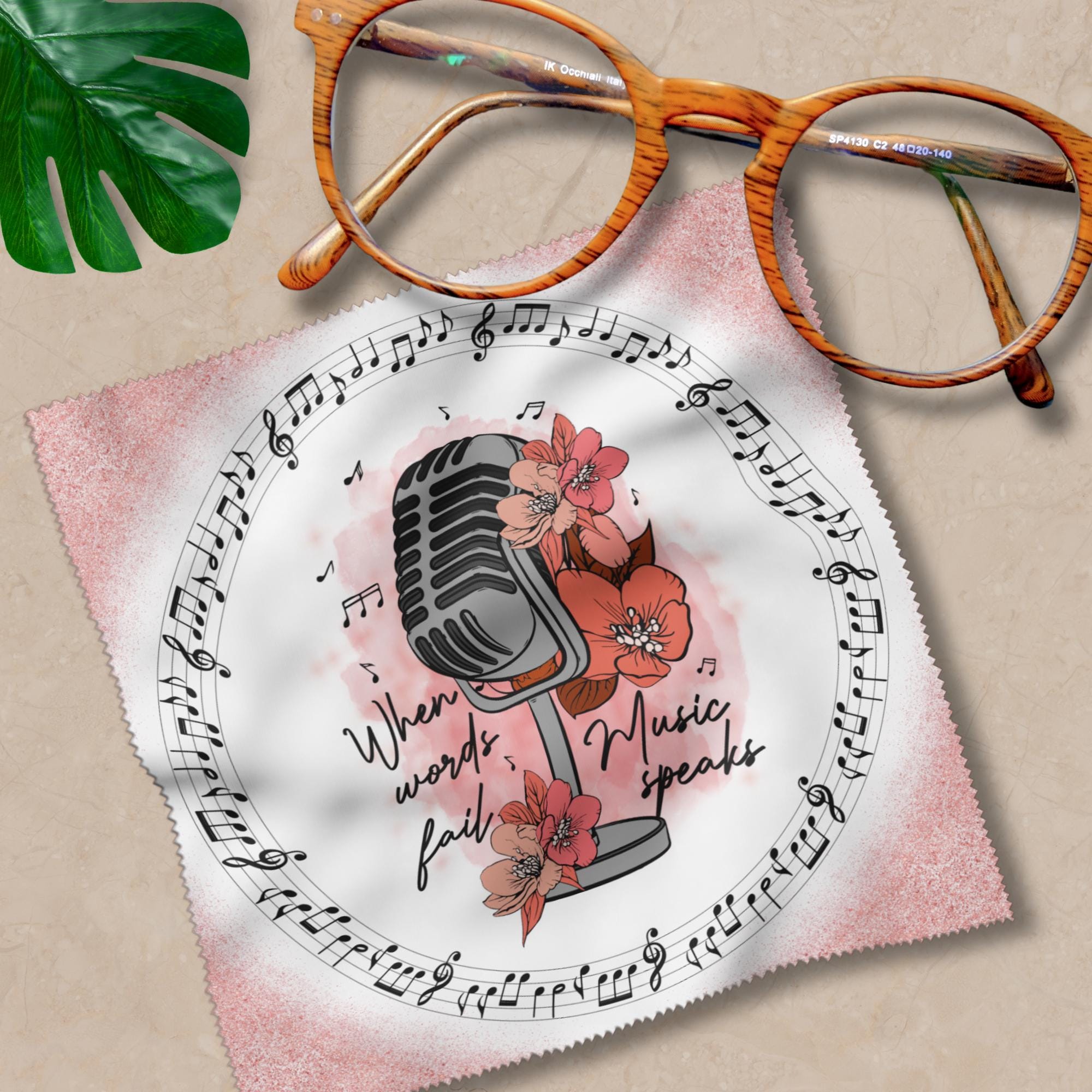 Brillenputztuch Musik Mikrofon bedrucktes Mikrofasertuch für Sonnenbrille Display Handy Musiker Geschenk Musikerliebhaber #MC7