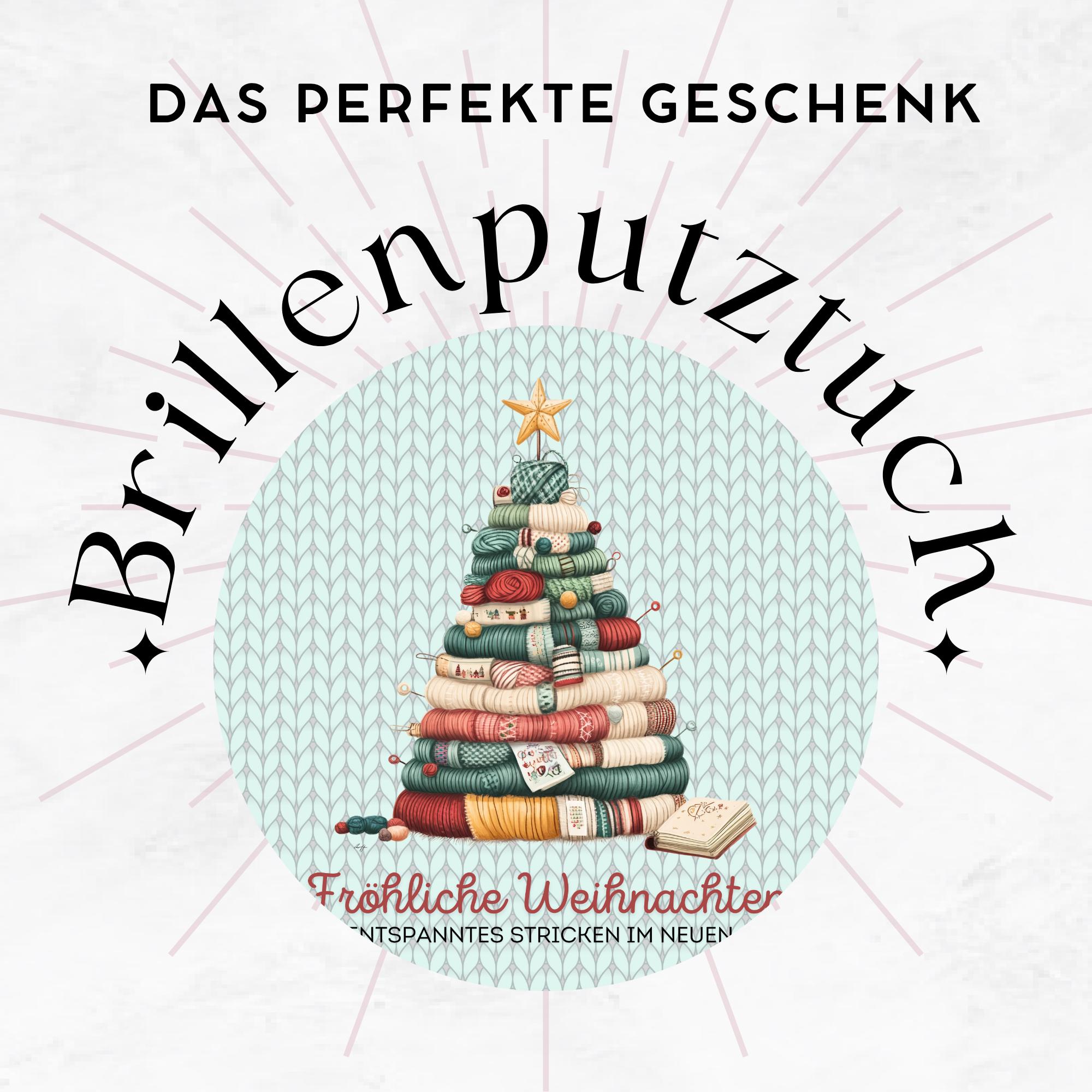 Brillenputztuch Tannenbaum Weihnachten Wichtelgeschenk Stricken Geschenk bedrucktes Mikrofasertuch für Brillen Display Handy #WE14