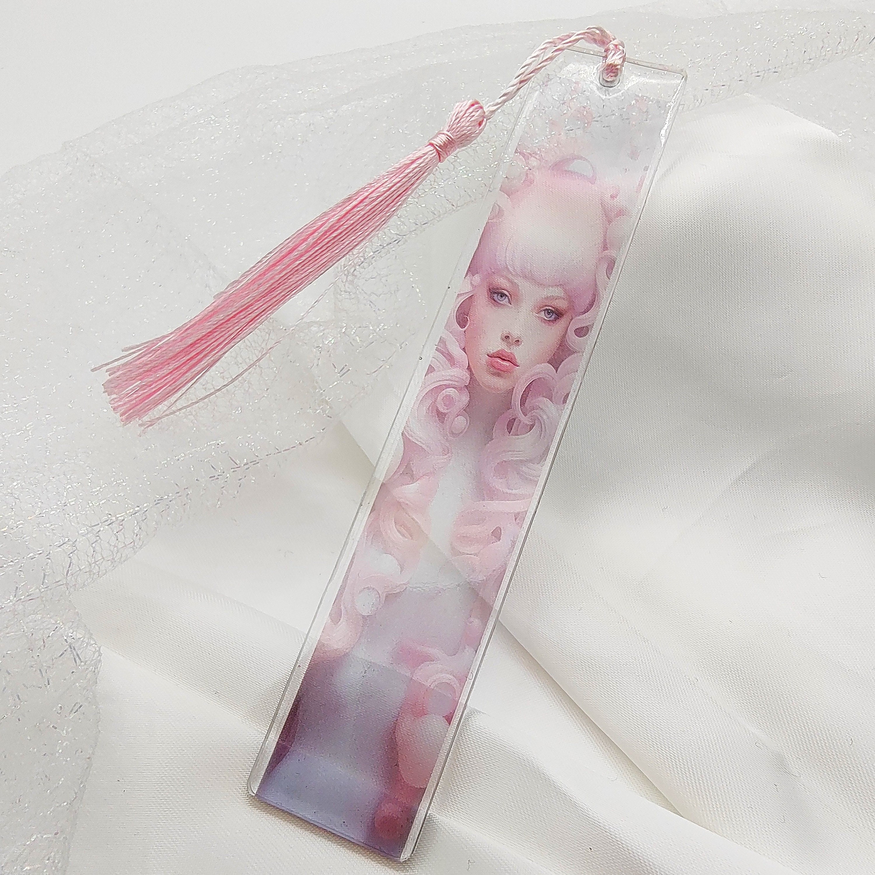 Lesezeichen aus Epoxidharz durchsichtig - Motiv Pink Girl  #LEEPOX