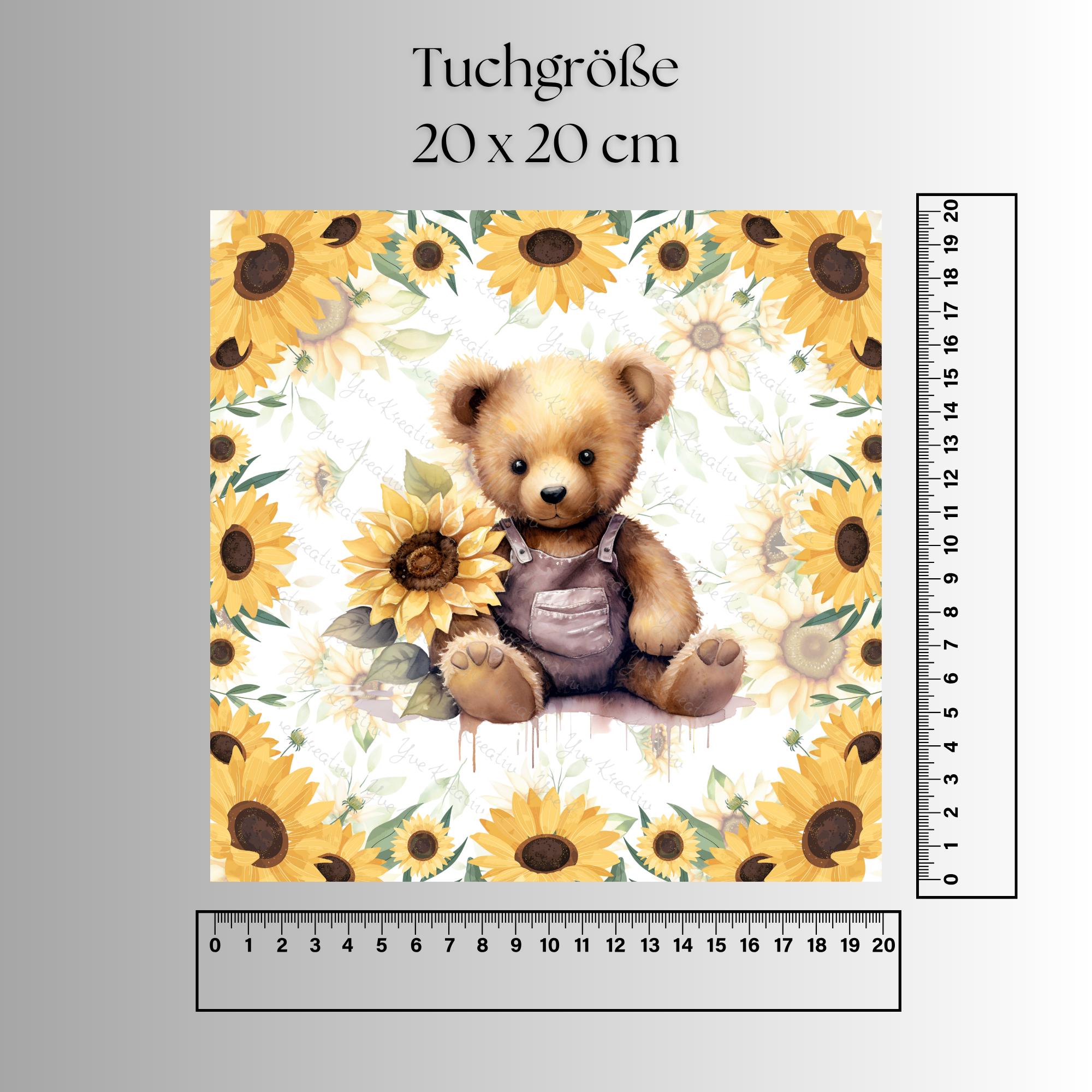 Brillenputztuch Teddy Bär Geschenk Freundin Mitbringsel Sonnenblume bedrucktes Mikrofasertuch für Sonnenbrille Brillentuch #TI151