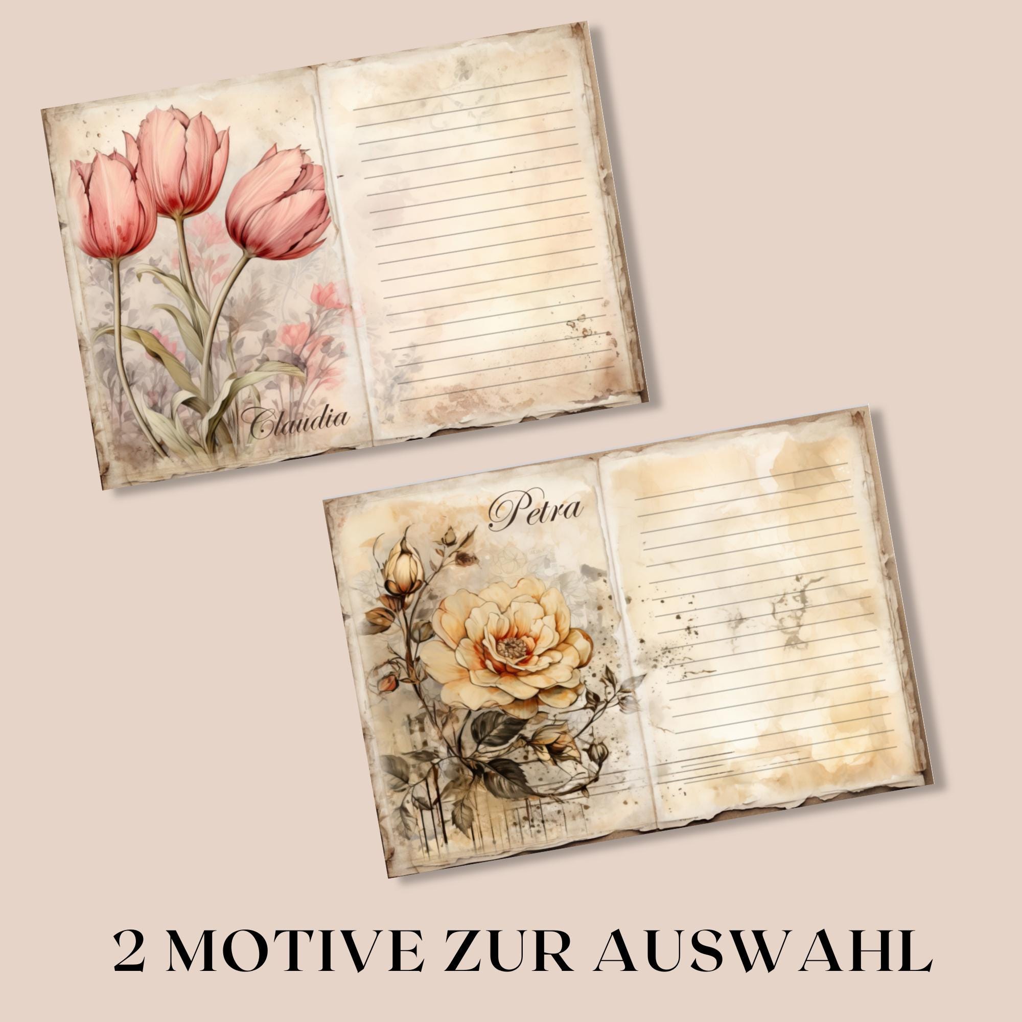 Notizblock personalisierbar 50 Zettel, 2 Motive zur Auswahl, A6 Block Schreibblock Zettelblock Abreisblock mit Leimbindung  #A6K50