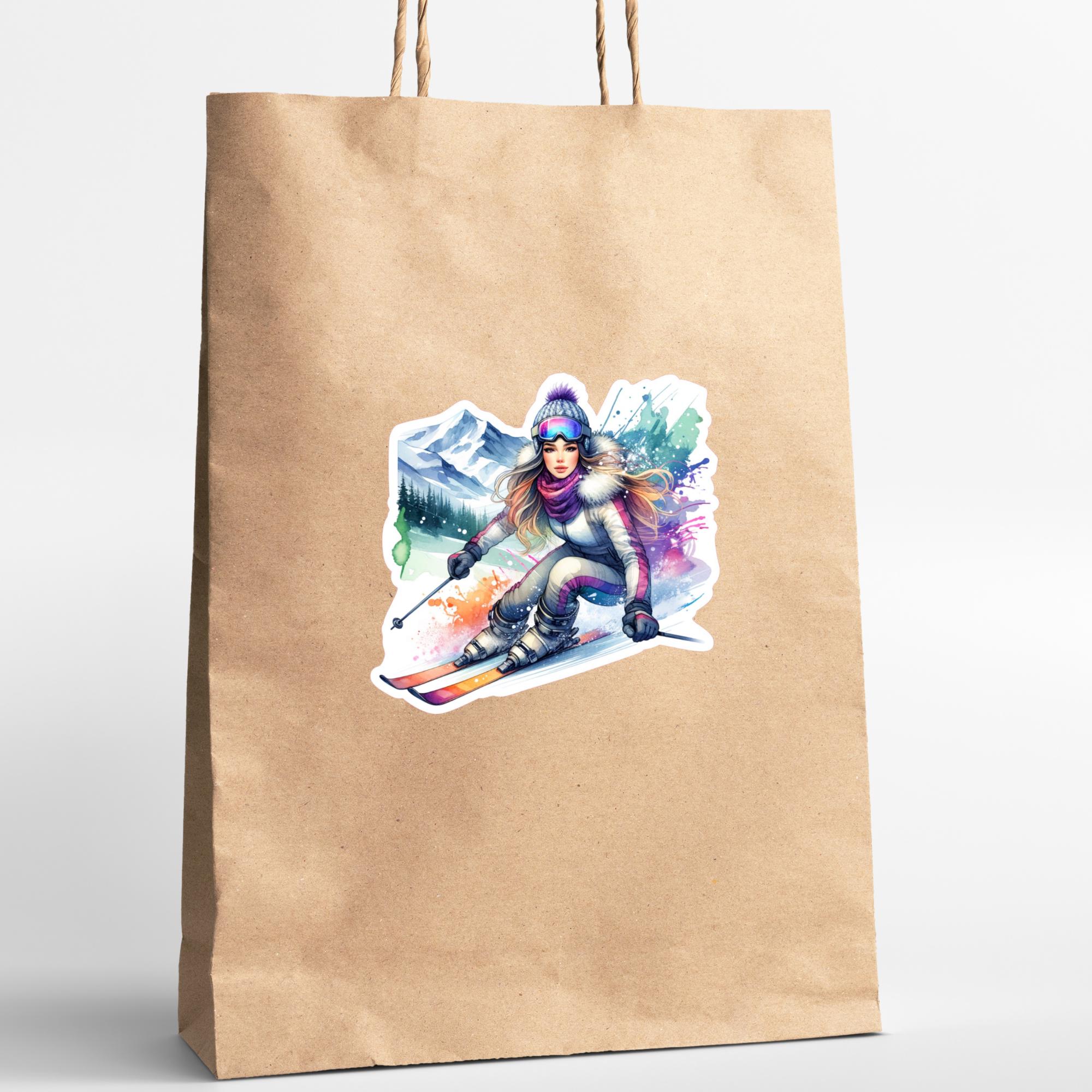 Kofferaufkleber, Aufkleber, Reiseaufkleber für Skiurlaub, großer Koffer Sticker  - 3 Aufkleber zur Auswahl in Weiß oder Transparent  #SEG8