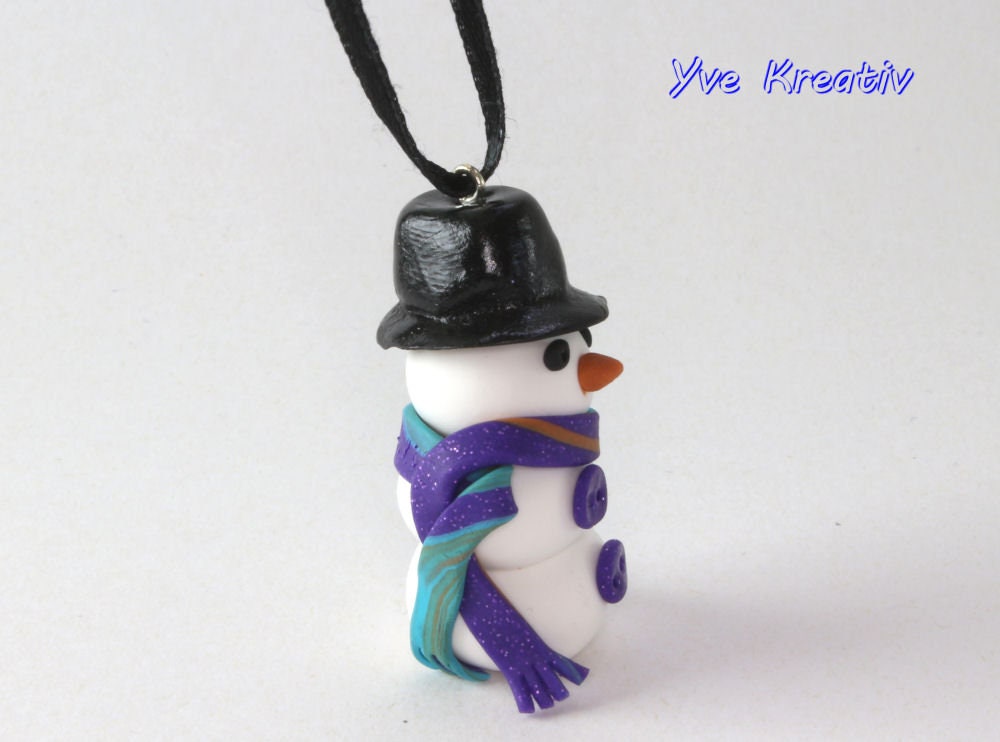 Weihnachtsbaum Anhänger "Schneemann", Ornament handmodeliert, Christbaumschmuck, Geschenkanhänger  #627795687