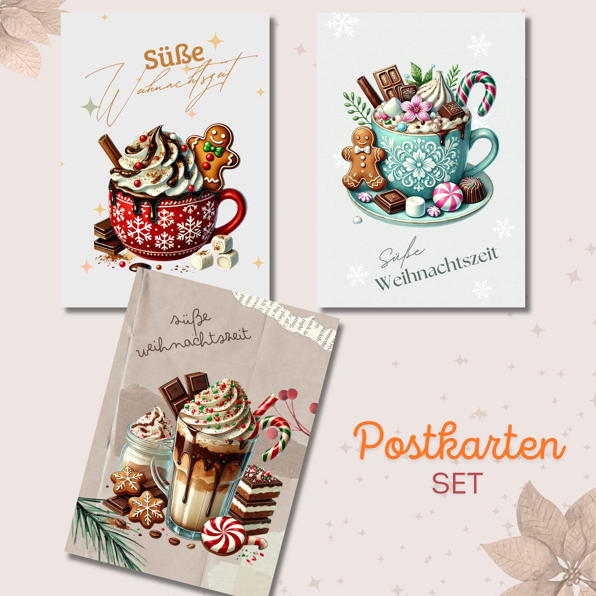 Postkarte ,Weihnachtskarte, Grußkarte 3 Kartenmotive zur Auswahl, Geschenkkarte, Weihnachtsgruß  #PHO