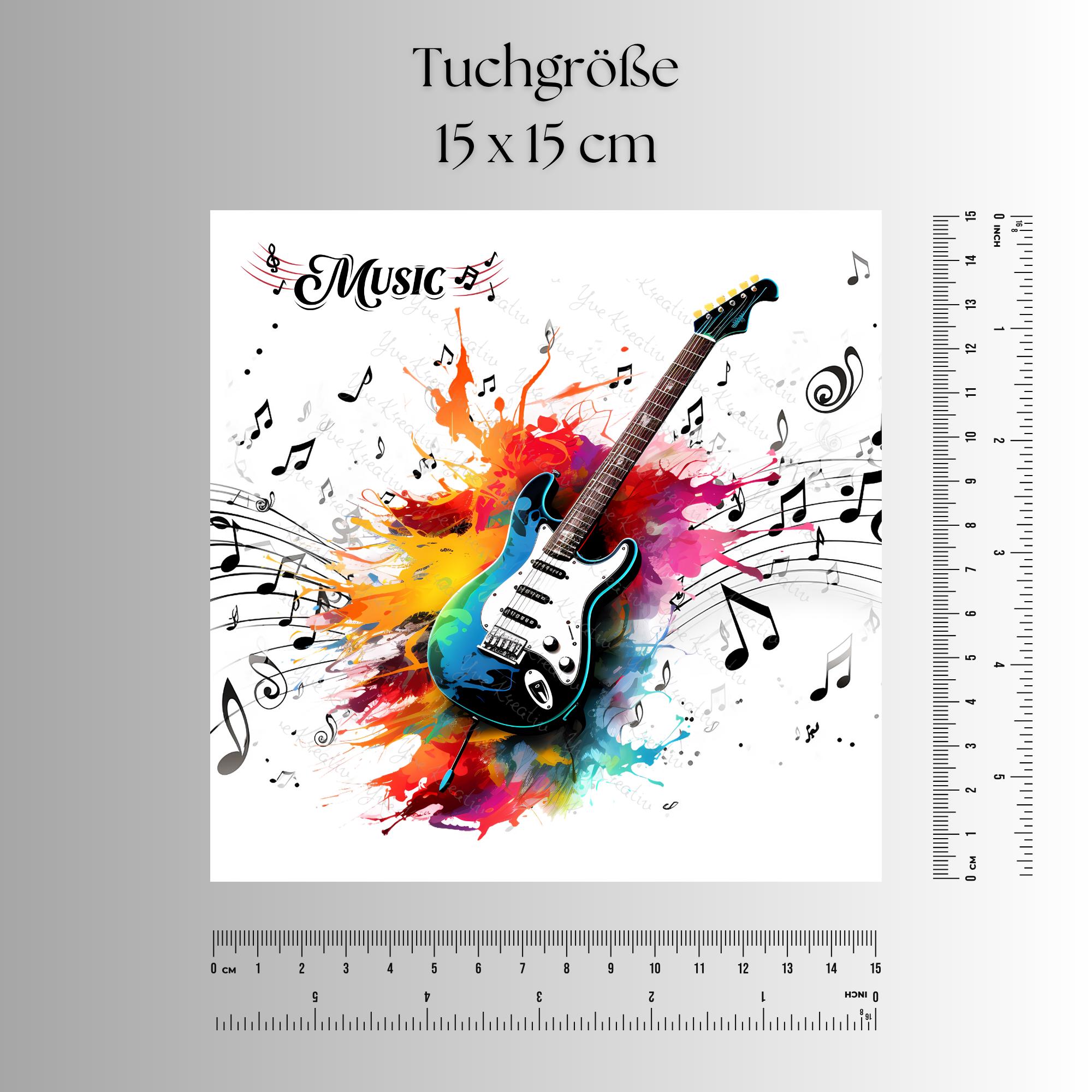 Brillenputztuch Gitarre bedrucktes Mikrofasertuch für Brillen Tuch für Displays Geschenk Musiker Mitbringsel Gitarrenspieler #MC14