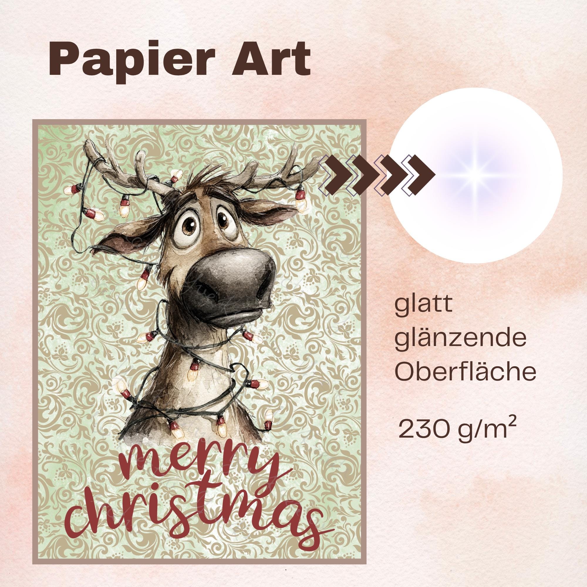 Postkarte Lustiges Rentier Grußkarte Karte zu Weihnachten Wintergrußkarte Weihnachtskarte Geschenkkarte Hochglanz Karte A6 #PWE202