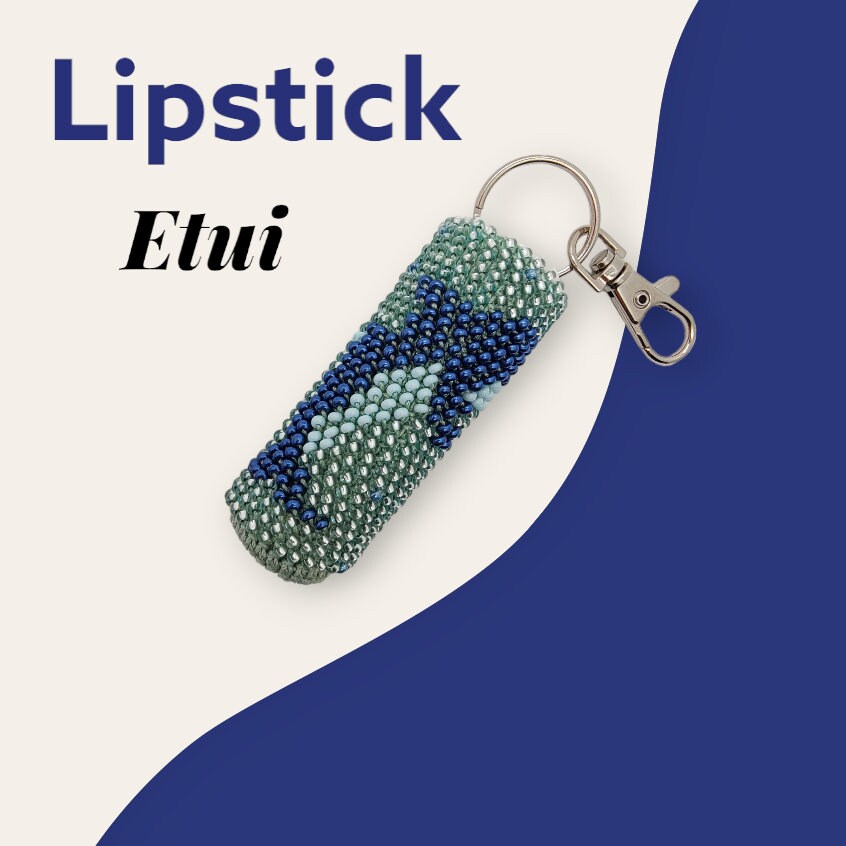 Anhänger für Lippenpflegestift - Lippenbalsam Täschchen " Delphin" aus Rocailles - Miniperlen (2,6 mm) gehäkelt / Perlenhäkeln