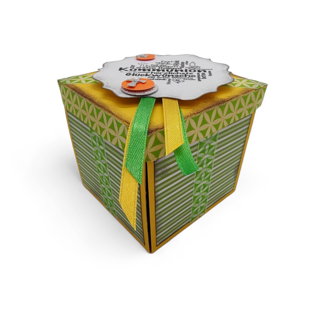 Explosionsbox zur Kommunion Geschenkbox Überraschungsbox Geschenkwürfel Geschenkschachtel