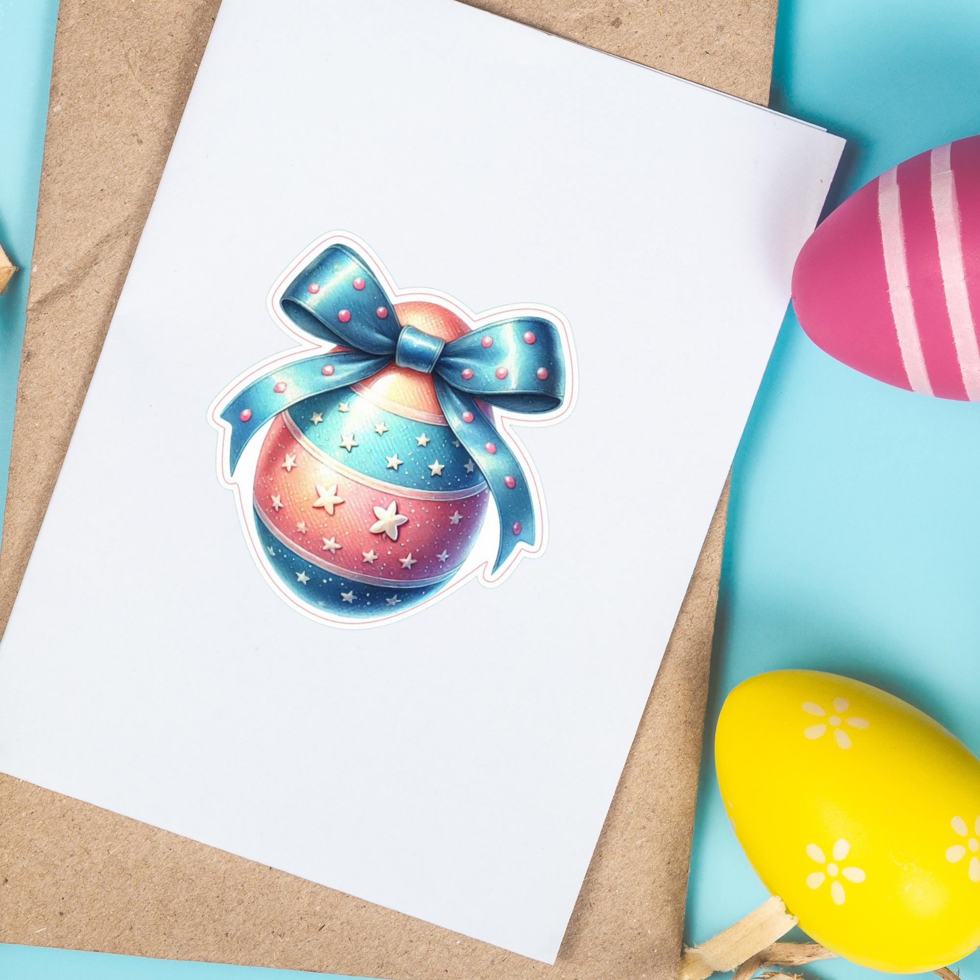 Aufkleber Ostern großer 8 cm Sticker Osterei Deko Osterfest Geschenkaufkleber Dekoei - zur Auswahl in Weiß oder Transparent  #SEG8