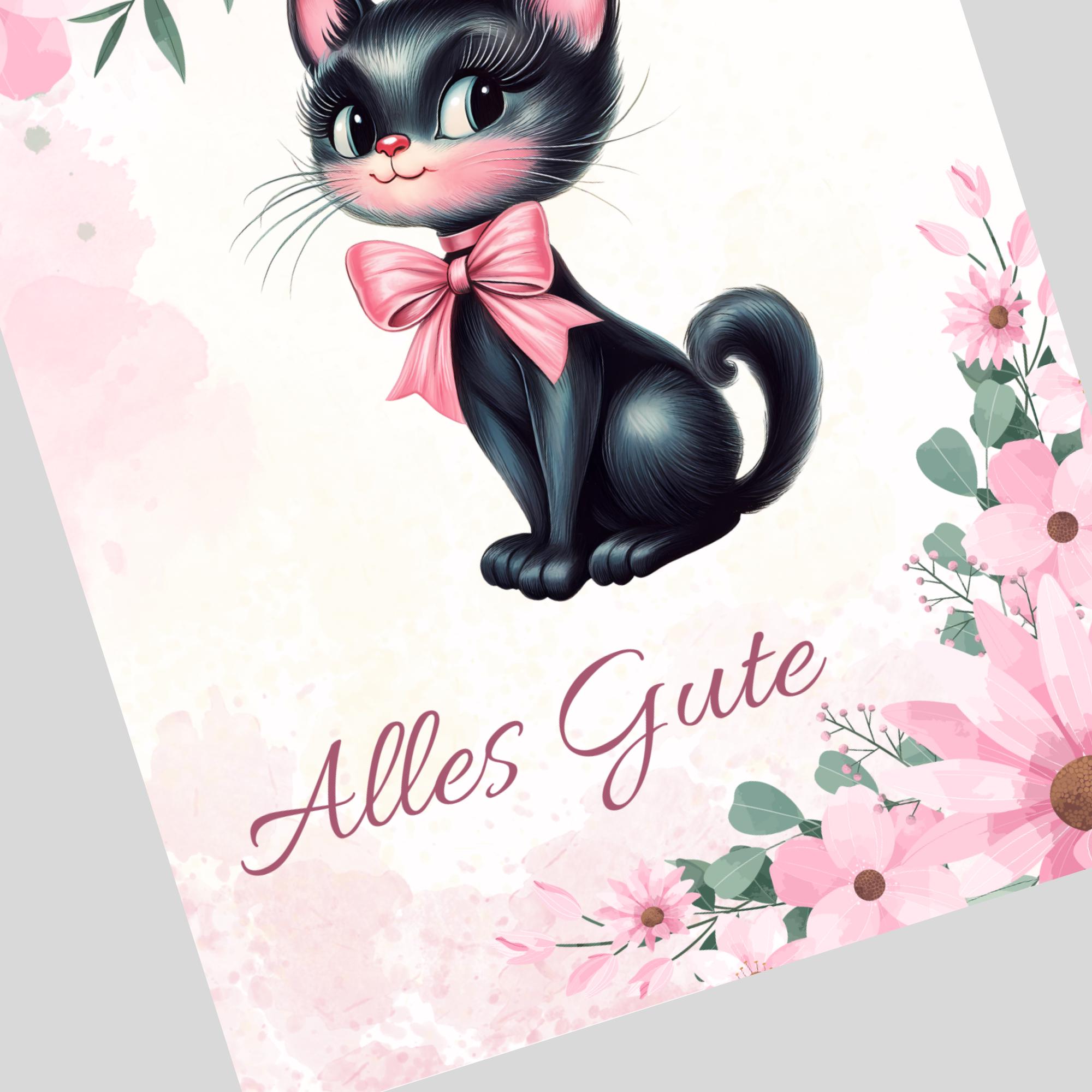 Postkarte zum Geburtstag, Grußkarte, Karte mit Katze, Grußkarte Happy Birthday auf DIN A6 Karte mit Glanzoberfläche #PHO