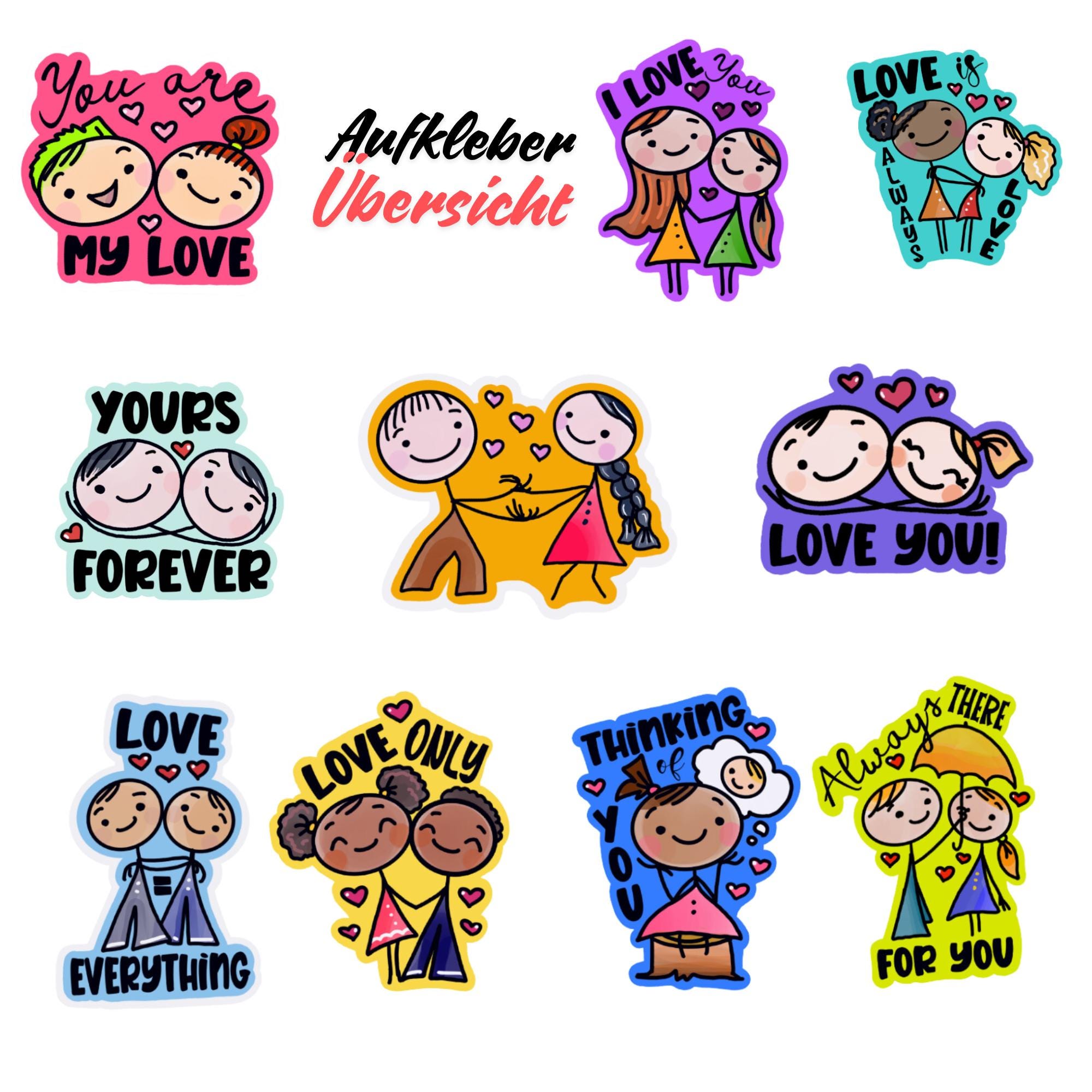 Großer Aufkleber "Love Valentinstag Freundschaft" für Paare, Kofferaufkleber - 10 Motive zur Auswahl in Weiß oder Transparent #SEG8 Großer Aufkleber "Love Valentinstag Freundschaft" für Paare, Kofferaufkleber - 10 Motive zur Auswahl in Weiß oder Transparent #SEG8