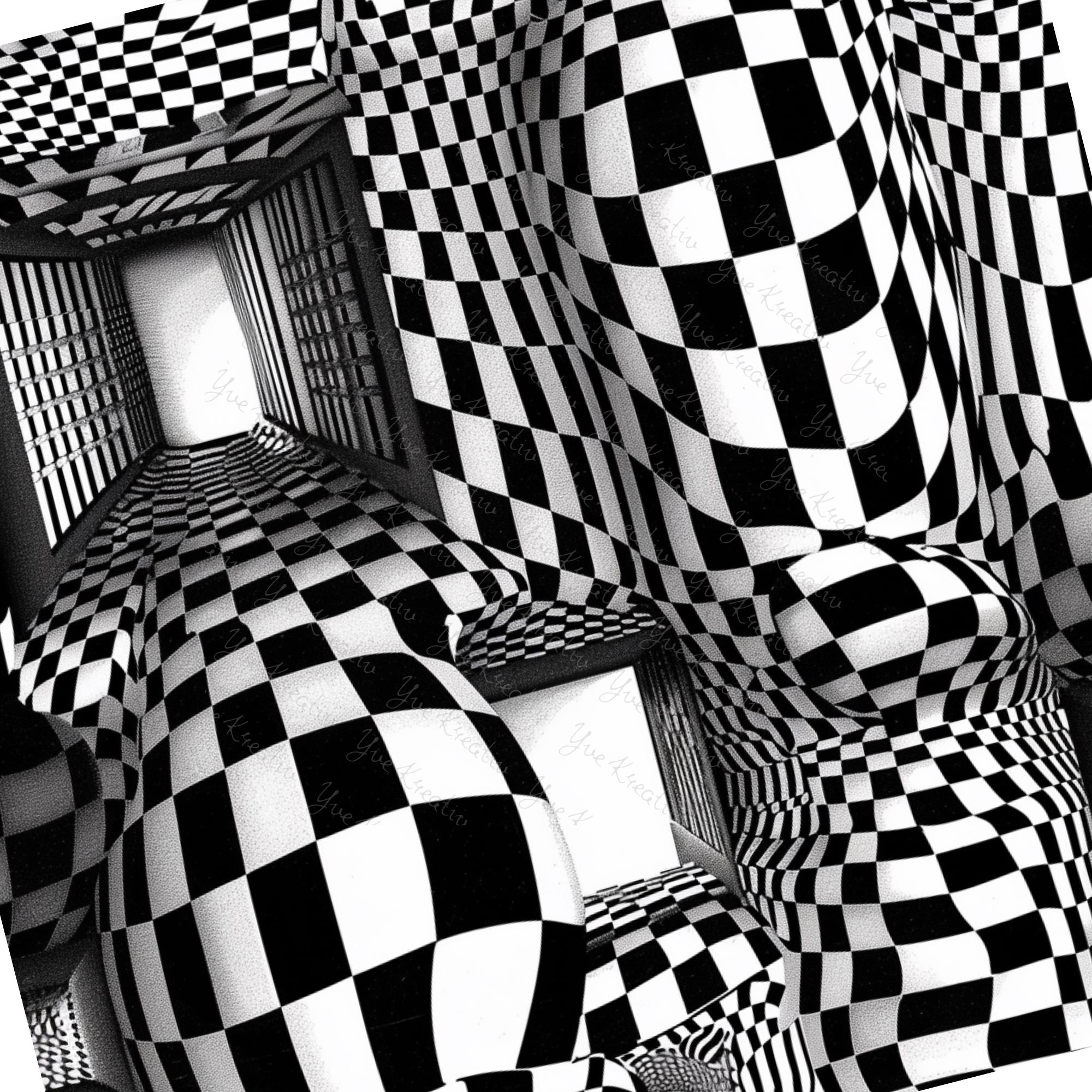 Brillenputztuch Op-Art bedrucktes Mikrofasertuch für Brille Sonnenbrille Displays Handyputztuch Brillentuch Mikrofaser Schwarz Weiß #AL69