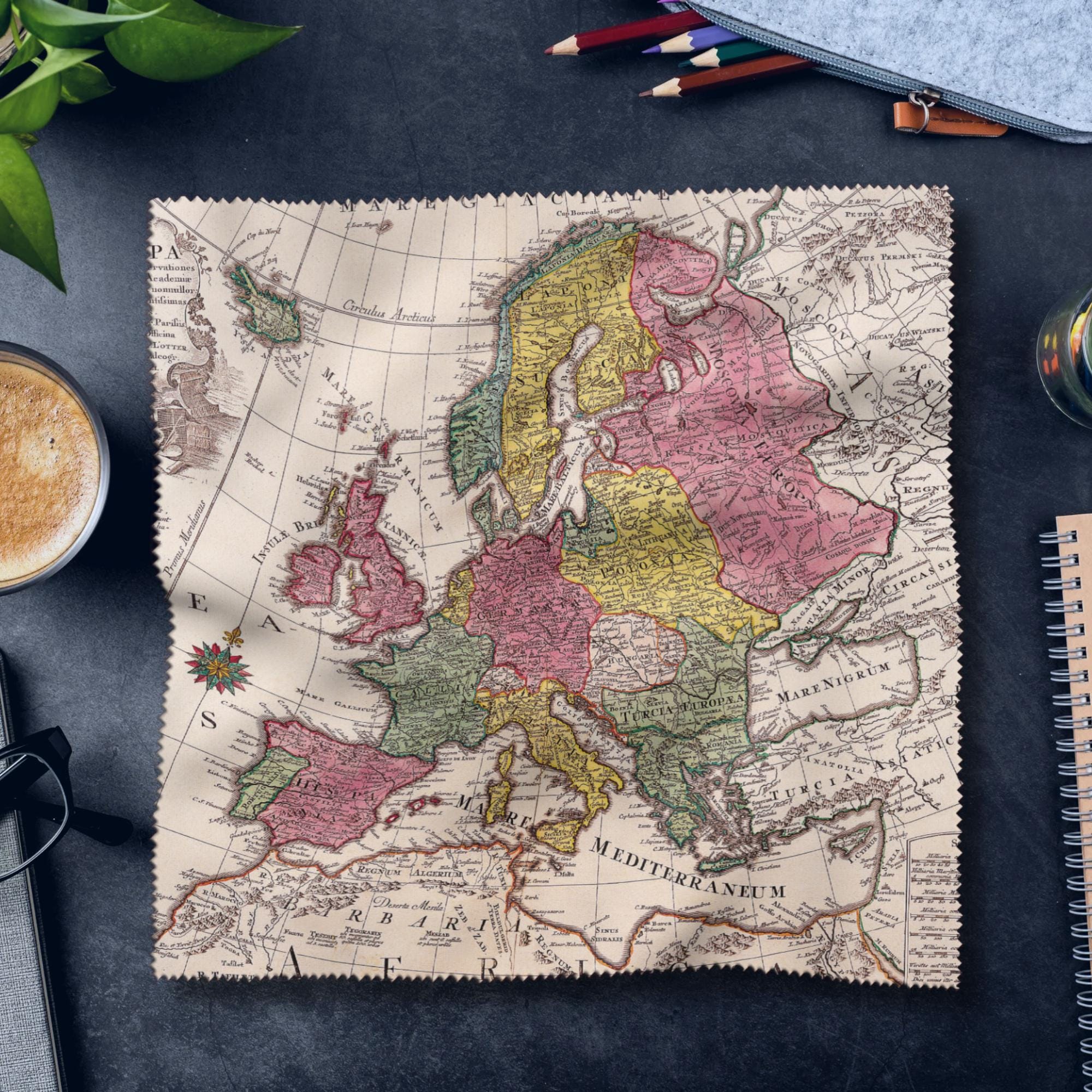 Bedrucktes Mikrofasertuch "Landkarte" für Brillen Tuch für Displays Brillenputztuch Geschenk Vatertag Geburtstag Opa Lehrer #UR13