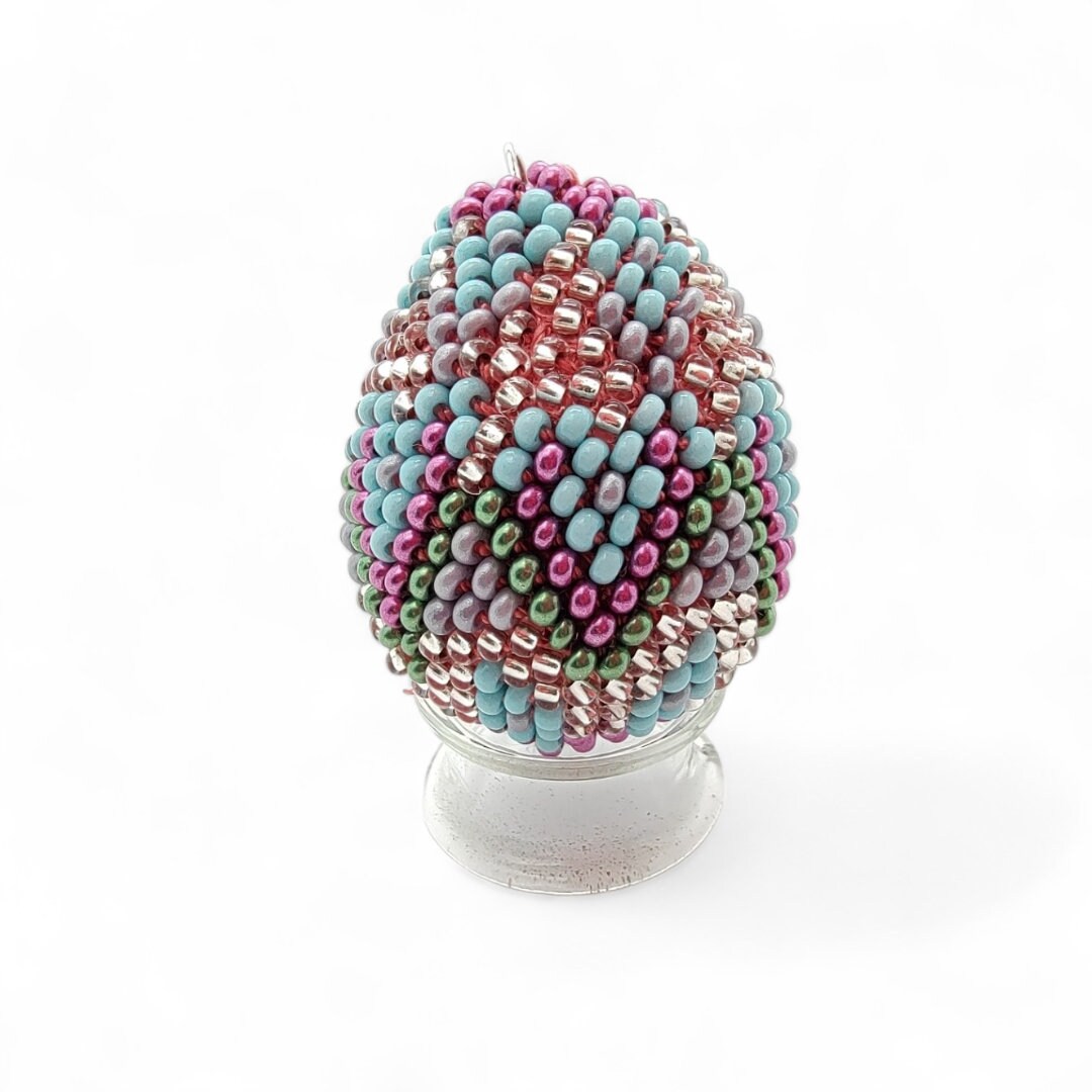 Osterei - Dekoei aus hunderten Miniperlen gehäkelt Osterdekoration Osterschmuck zum Aufhängen #784533809