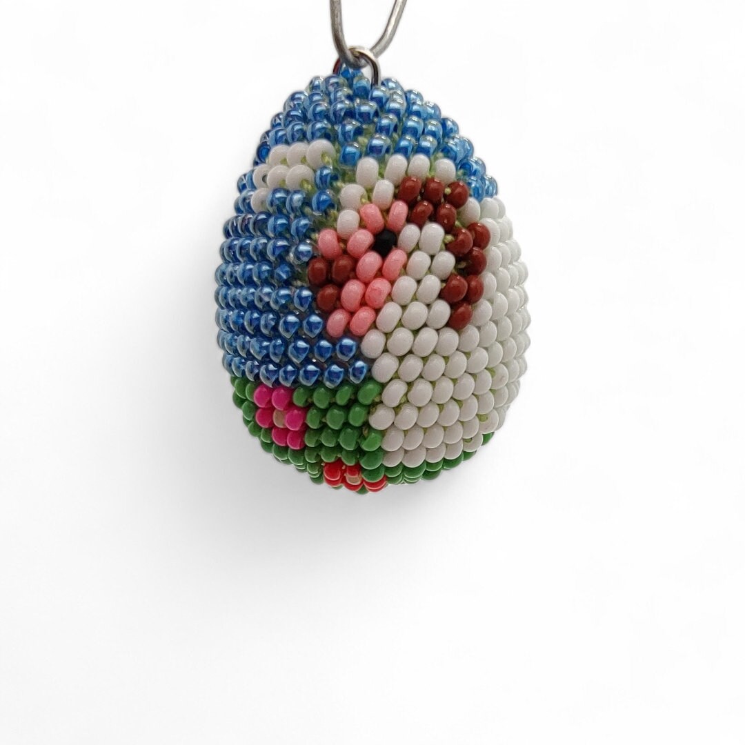 Osterei - Dekoei aus hunderten Miniperlen gehäkelt Osterdekoration Osterschmuck zum Aufhängen #772581662