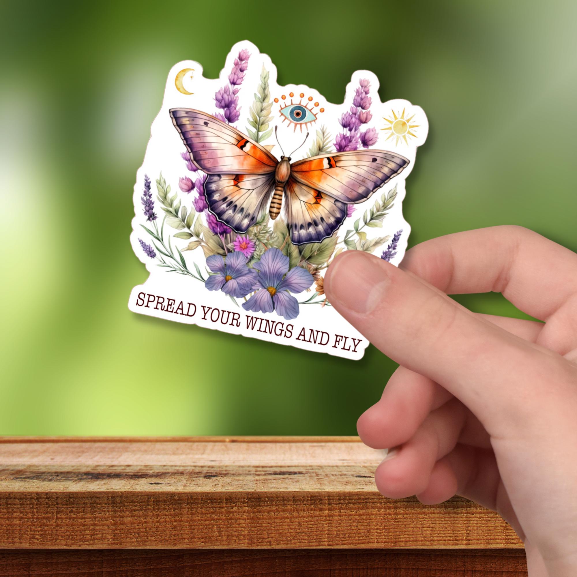 Kofferaufkleber, Geschenkaufkleber, Aufkleber Motivation, großer Schmetterling Sticker I zur Auswahl in Weiß oder Transparent  #SEG8