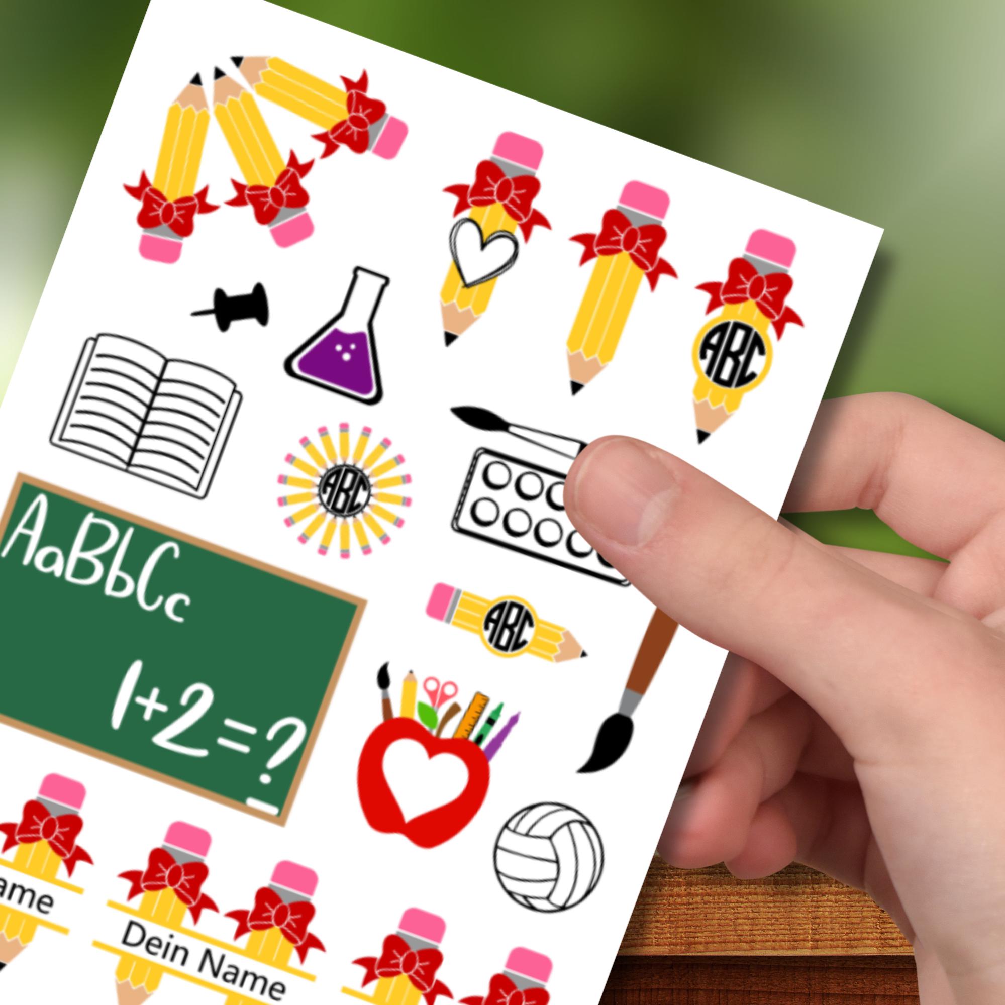 Stickerbogen Schule Aufkleber Einschulung personalisierbar Sticker Set 3 Bögen zur Auswahl in Weiß - Transparent - Matt - Glanz #SBA6 Stickerbogen Schule Aufkleber Einschulung personalisierbar Sticker Set 3 Bögen zur Auswahl in Weiß - Transparent - Matt - Glanz #SBA6