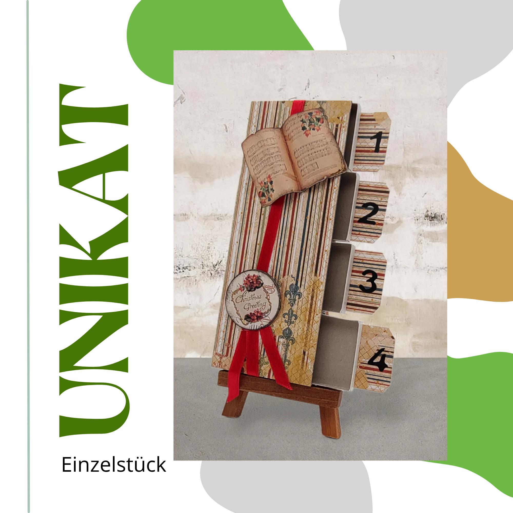 Adventskalender zum Befüllen aus 4 Streichholzschachteln Upcycling kleine Adventsgeschenke Geldgeschenk Weihnachten Mitbringsel #627796305