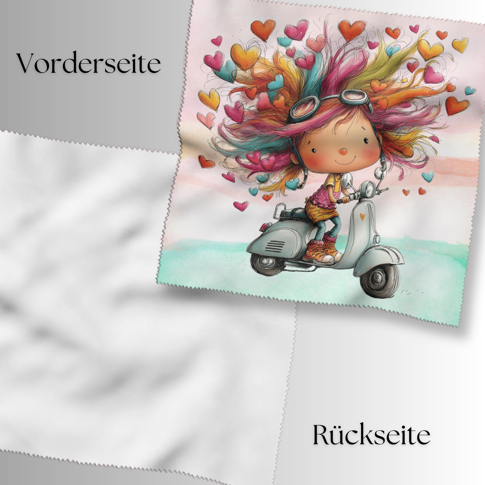 Brillenputztuch Mädchen Motorroller bedrucktes Mikrofasertuch für Brille Sonnenbrille Displays Handyputztuch Brillentuch Mikrofaser #AL88