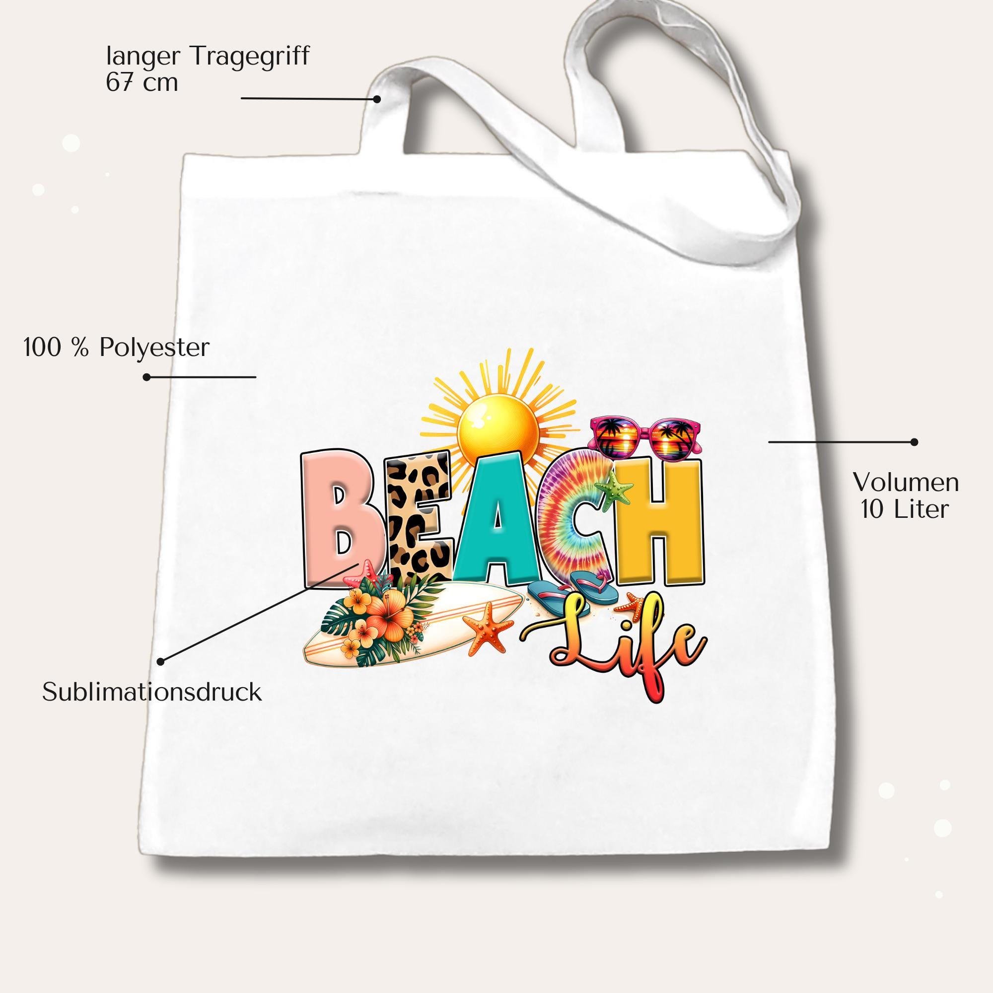 Stofftasche Beach Stoffbeutel Einkaufstasche Strand Tasche Geburtstag Geschenk Urlaub Sommer Mitbringsel Reise #STSUB