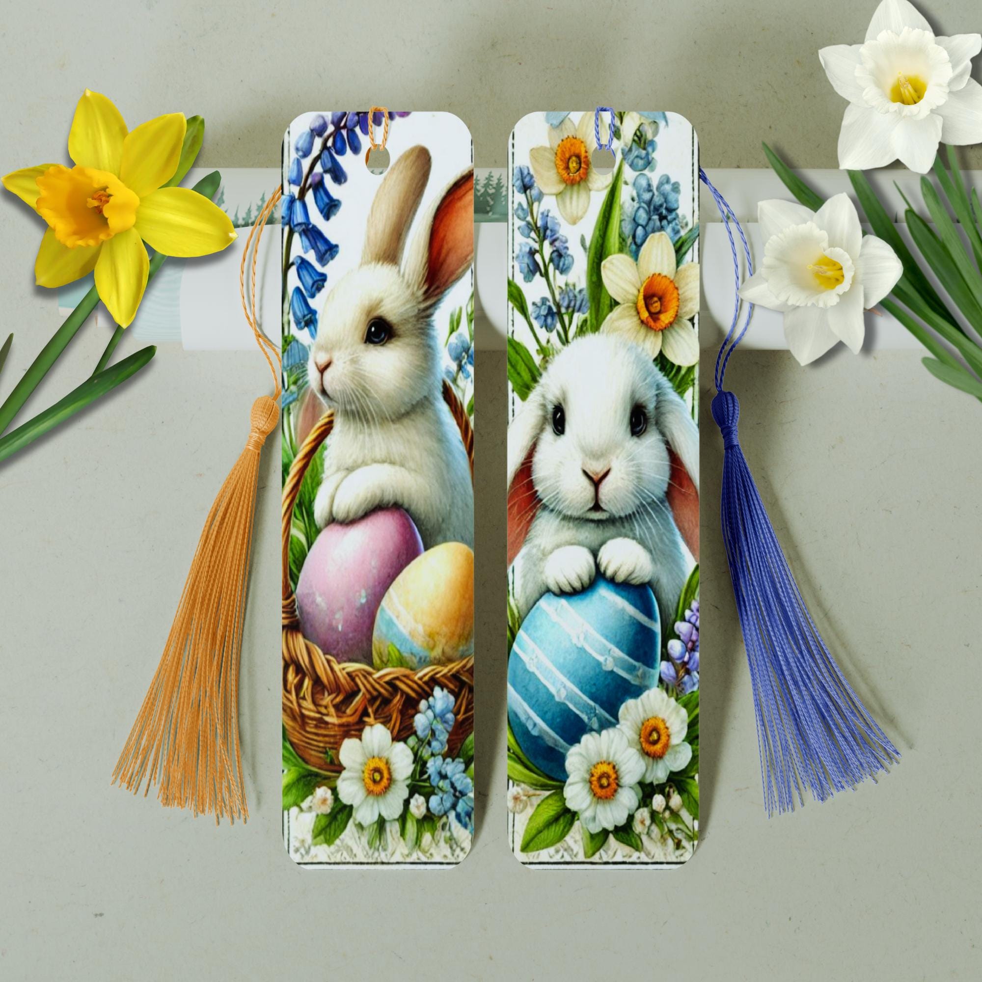 Lesezeichen aus Aluminium Geschenk zu Ostern Hase Osterhase Ostereier Bücher Bookmark - 2 Motive zur Auswahl  #LEALU