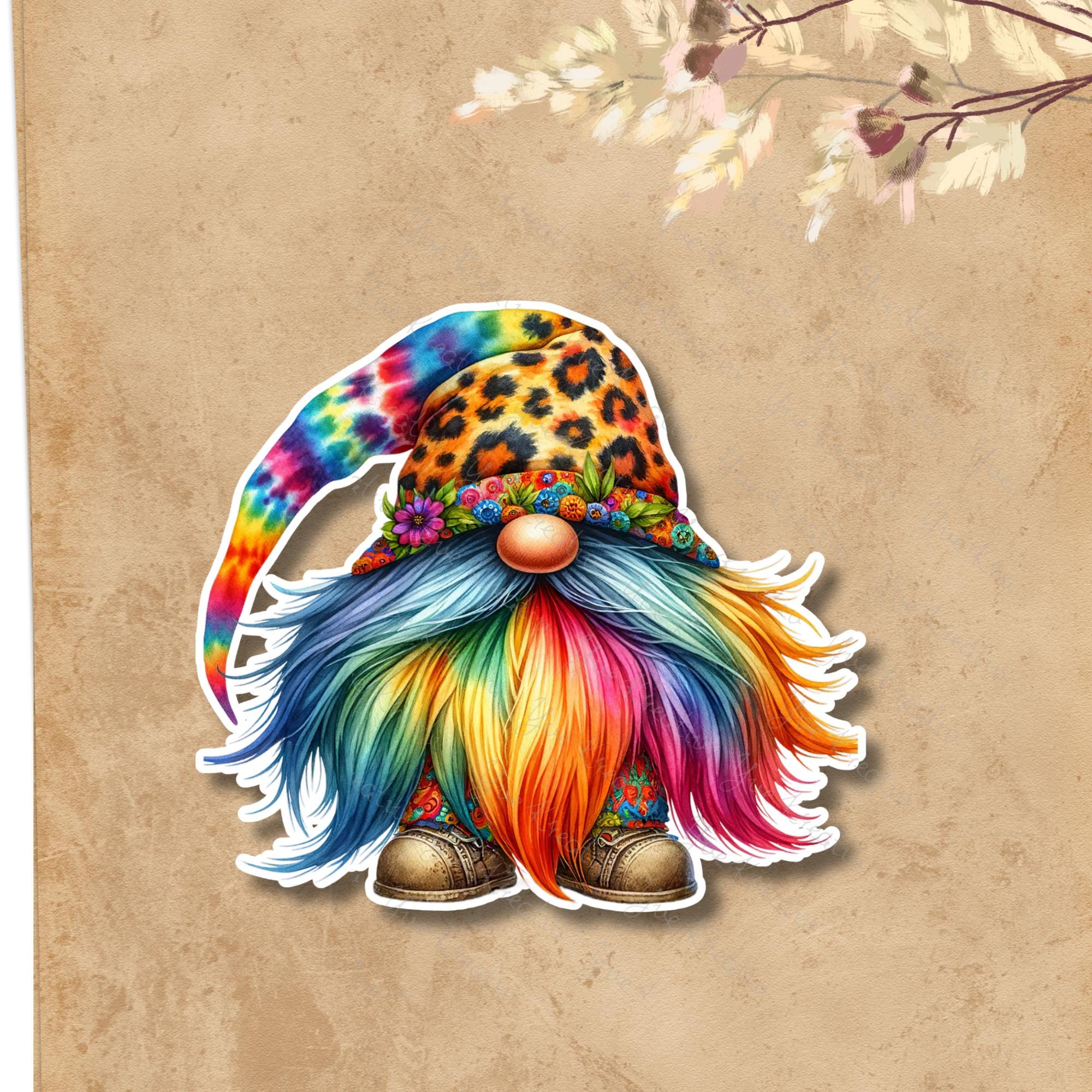Kofferaufkleber, Geschenkaufkleber, Aufkleber Regenbogen Wichtel, großer Sticker I zur Auswahl in Weiß oder Transparent  #SEG8
