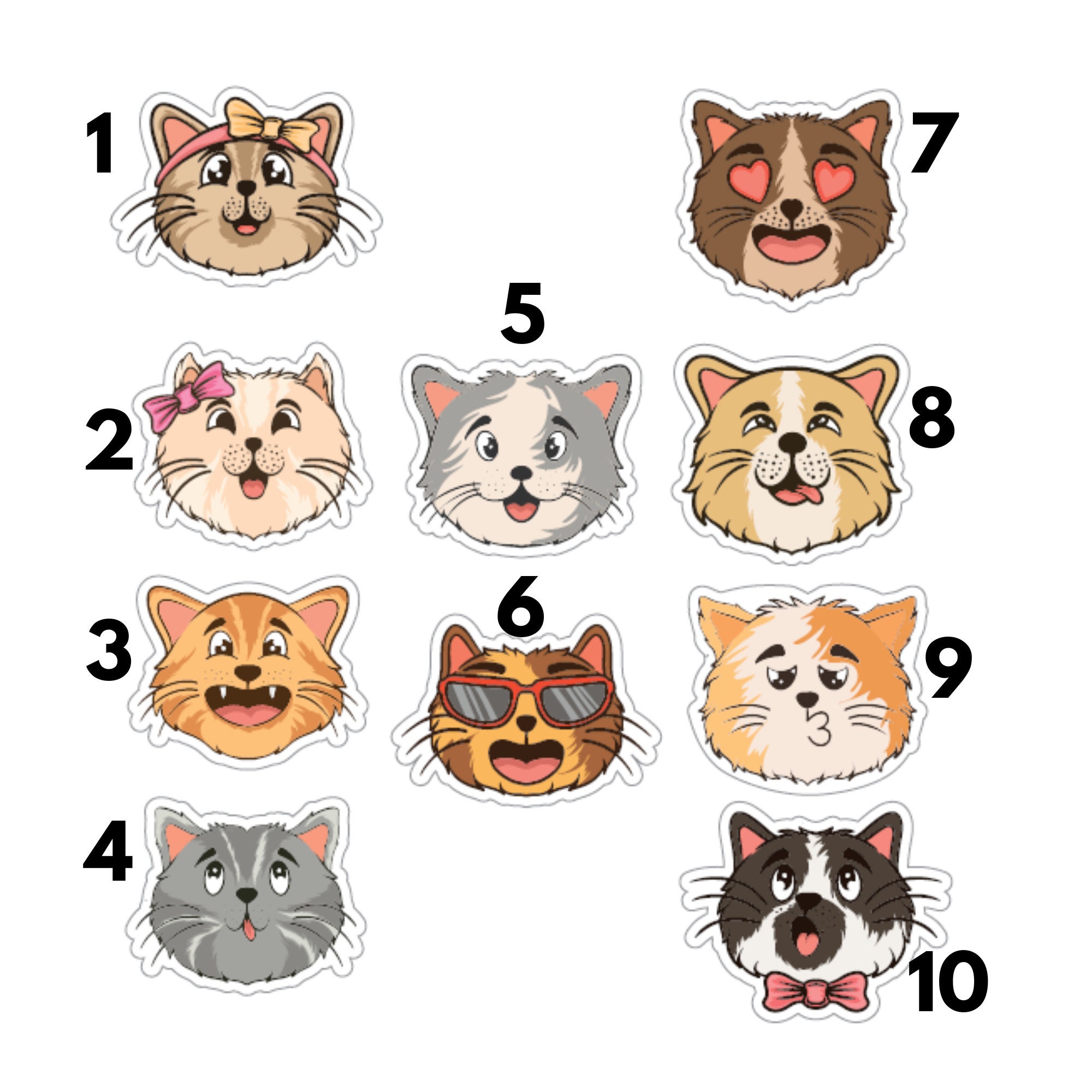 Holographischer Sticker "Katzen" | Sticker Set - Aufkleber 10 Sticker zur Auswahl I wasserfest