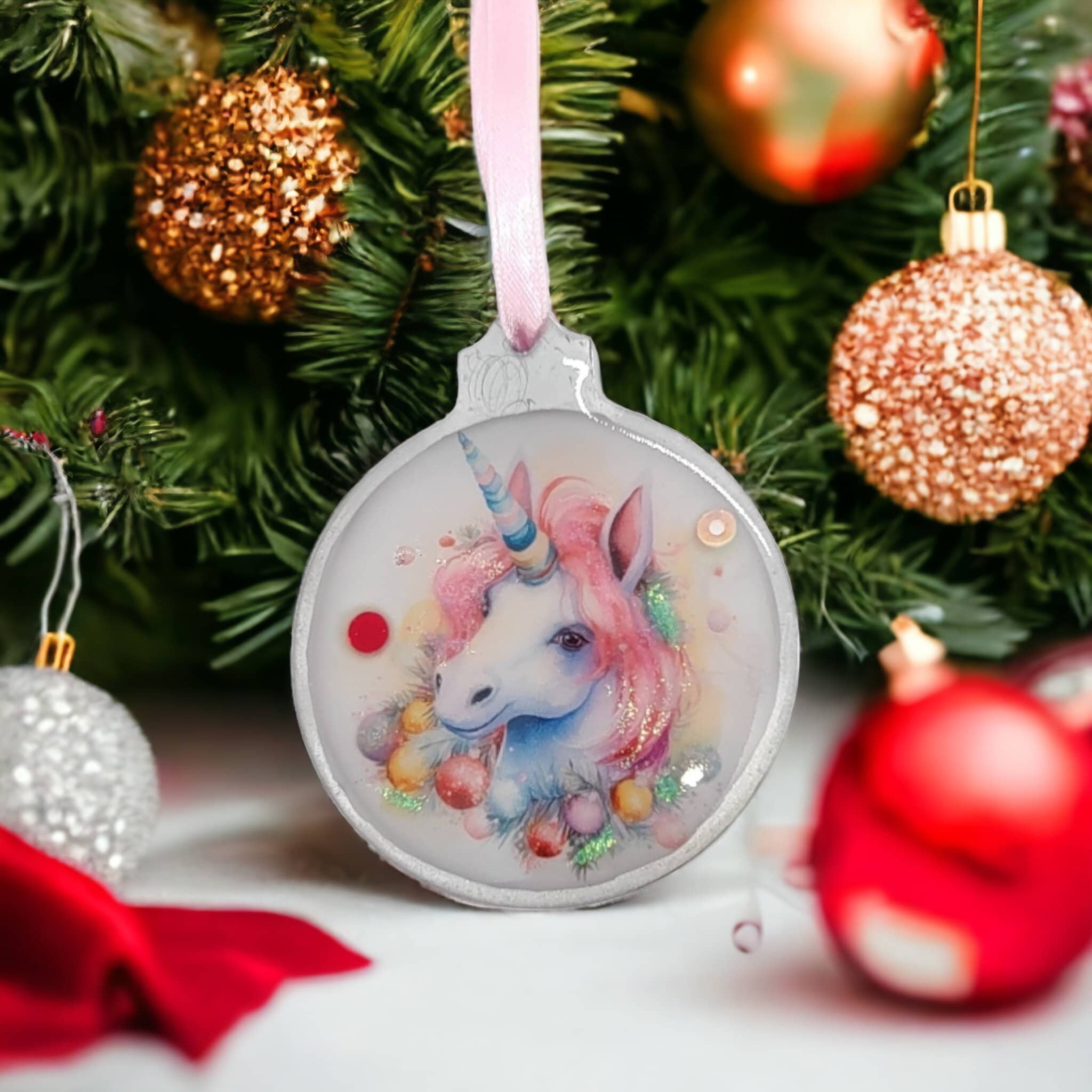 Weihnachtskugel Weihnachtsschmuck Baumanhänger Christmas Ornaments Weihnachten Baumkugel  Motiv "Einhorn"  #1620741013